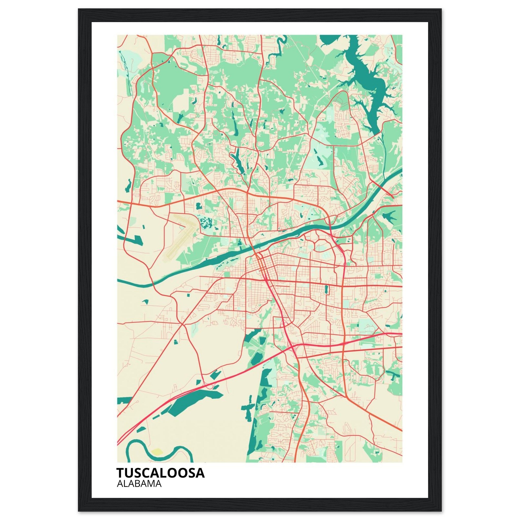 Tuscaloosa Alabama City Map Poster | Custom Map Art Print - Ink And Atlas
