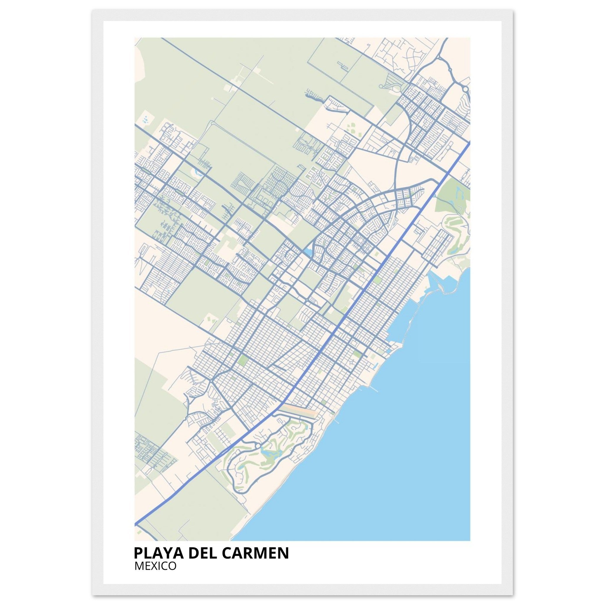 Playa Del Carmen Mexico City Map Poster | Custom Map Art Print - Ink And Atlas