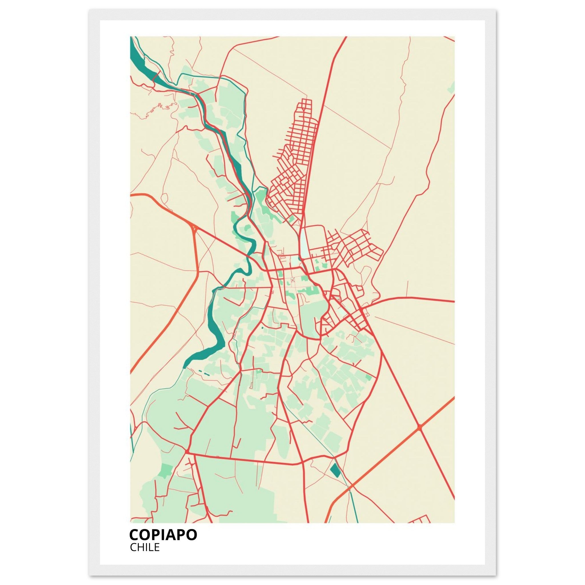 Copiapo Chile City Map Poster | Custom Map Art Print - Ink And Atlas