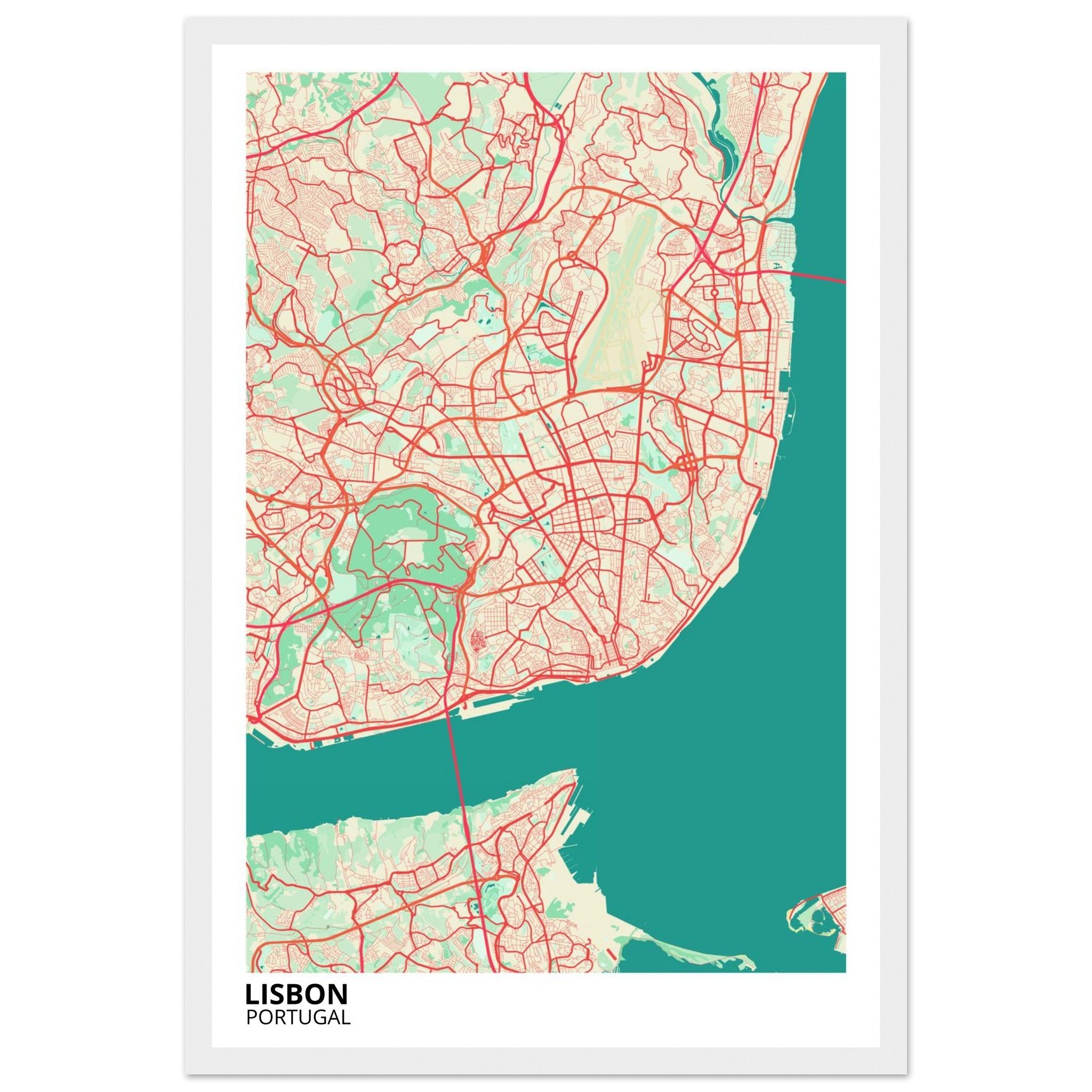 Lisbon Portugal City Map Poster | Custom Map Art Print - Ink And Atlas