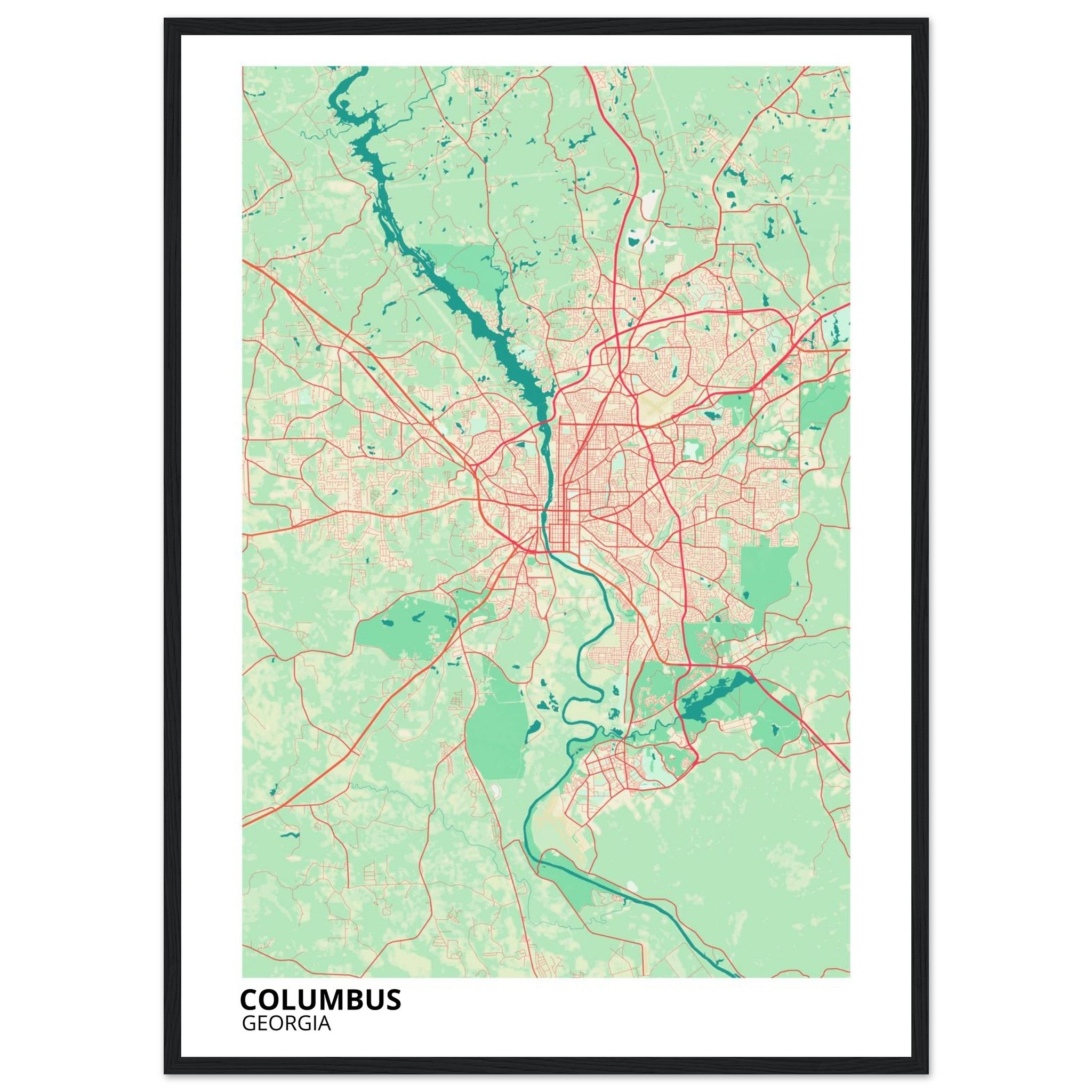 Columbus Georgia City Map Poster | Custom Map Art Print - Ink And Atlas