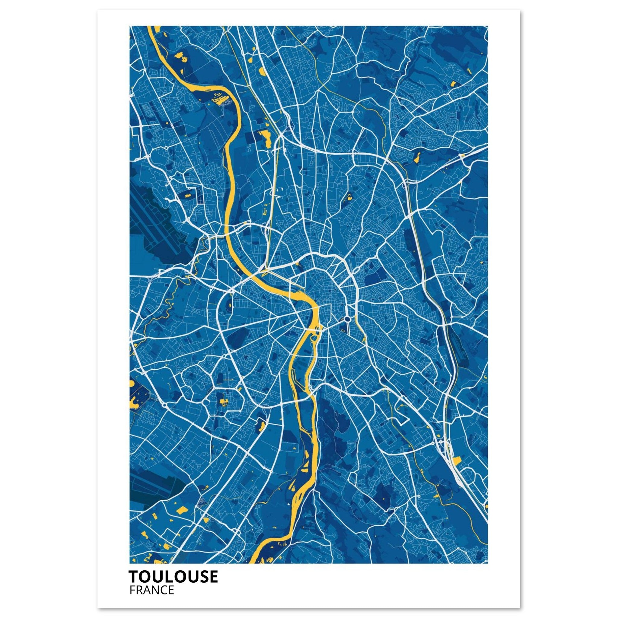 Toulouse France City Map Poster | Custom Map Art Print - Ink And Atlas