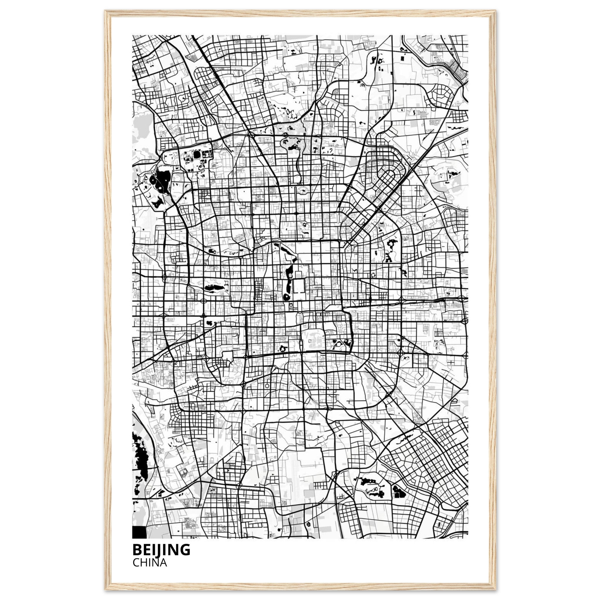 beijing china map poster print