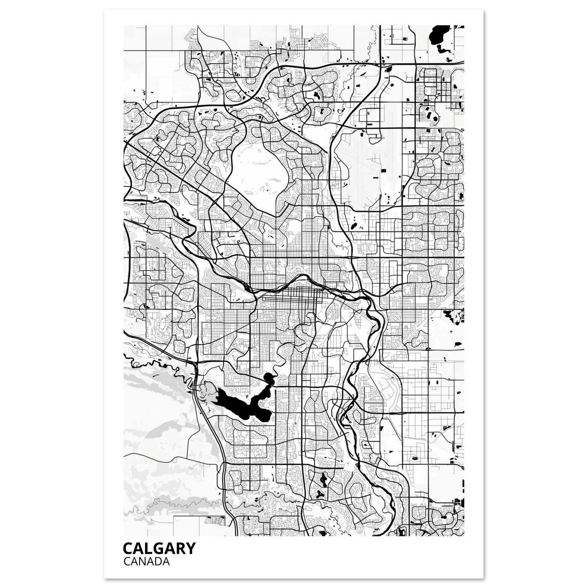 Calgary Canada City Map Poster | Custom Map Art Print - Ink And Atlas