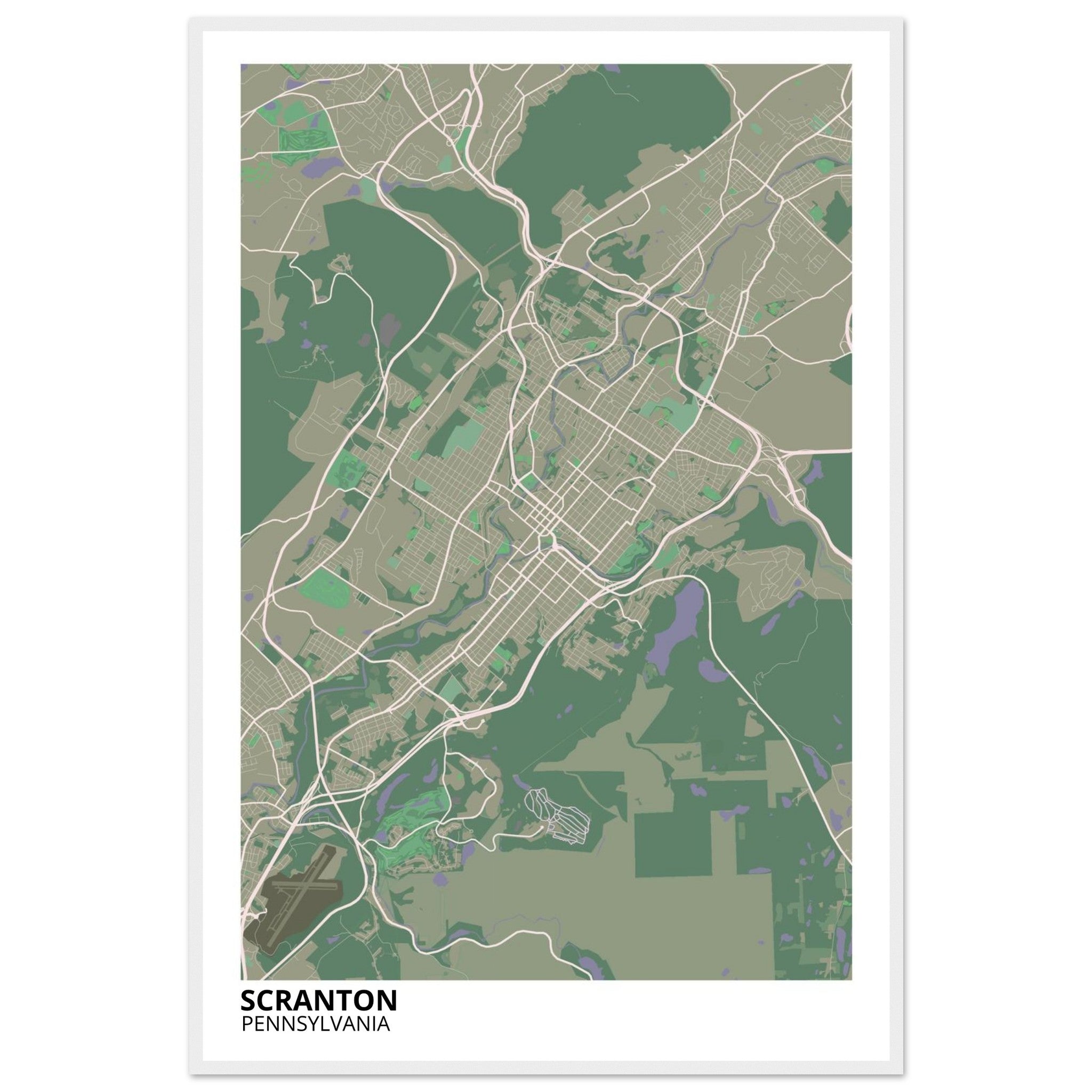 Scranton Pennsylvania City Map Poster | Custom Map Art Print - Ink And Atlas