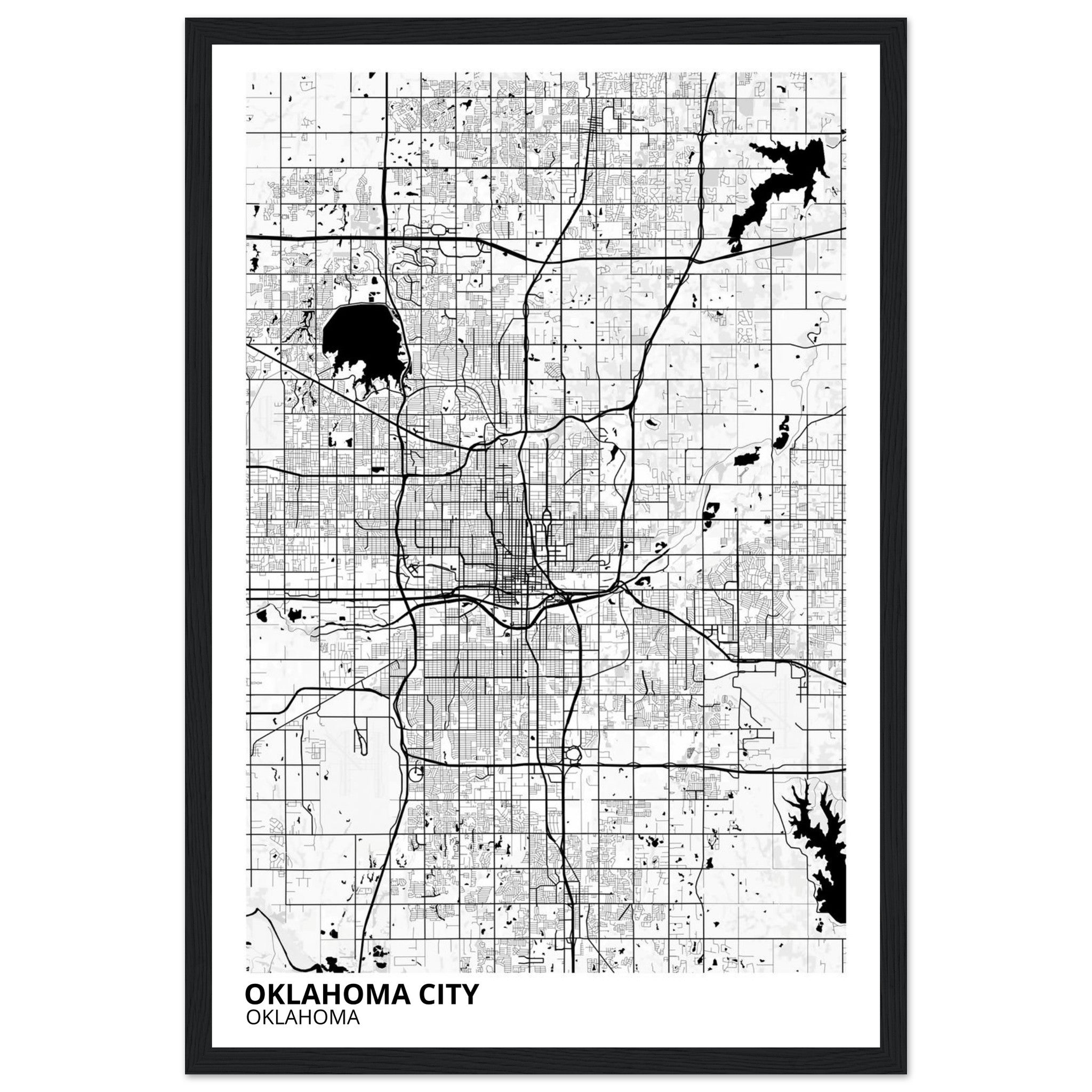 oklahoma city map poster print