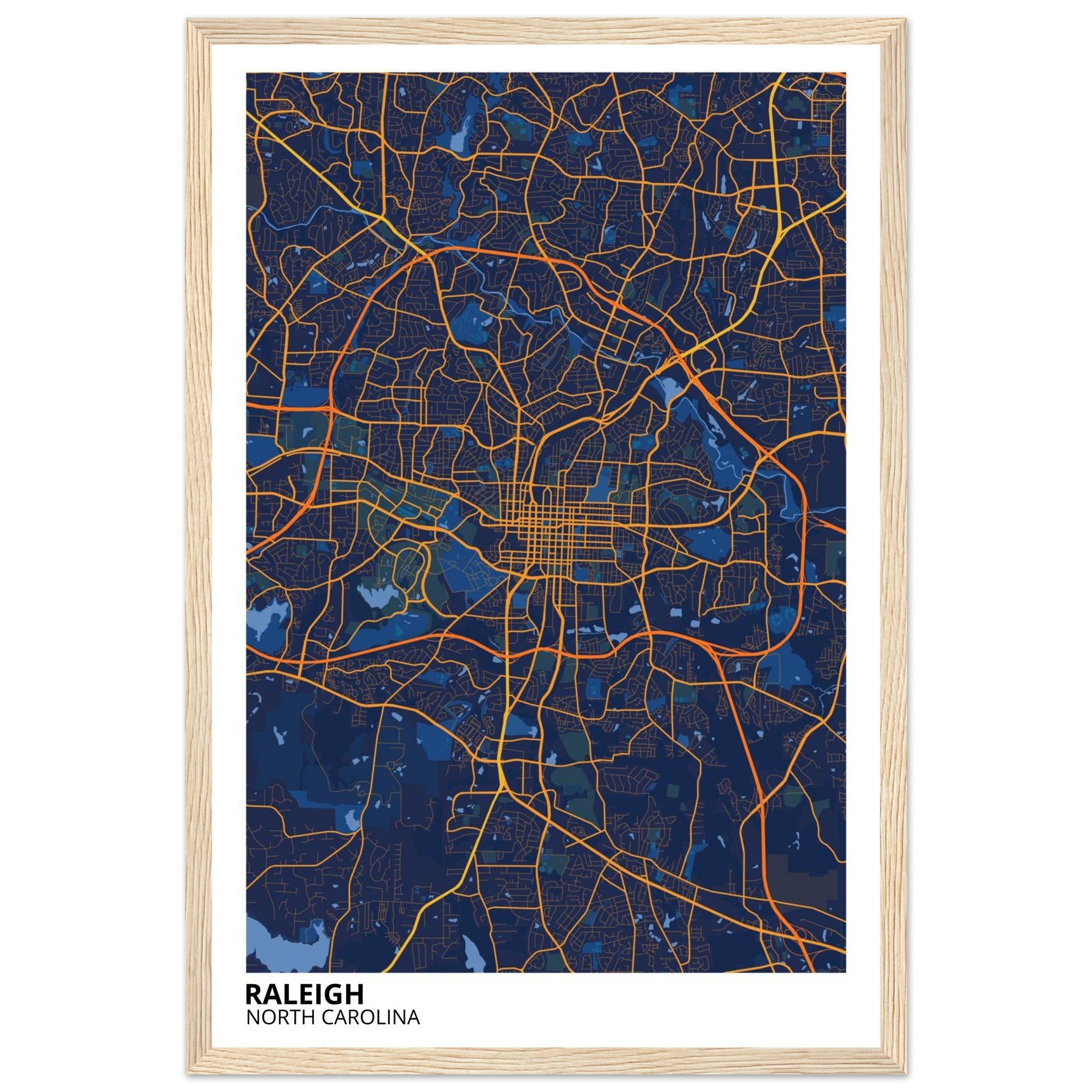 raleigh map poster print