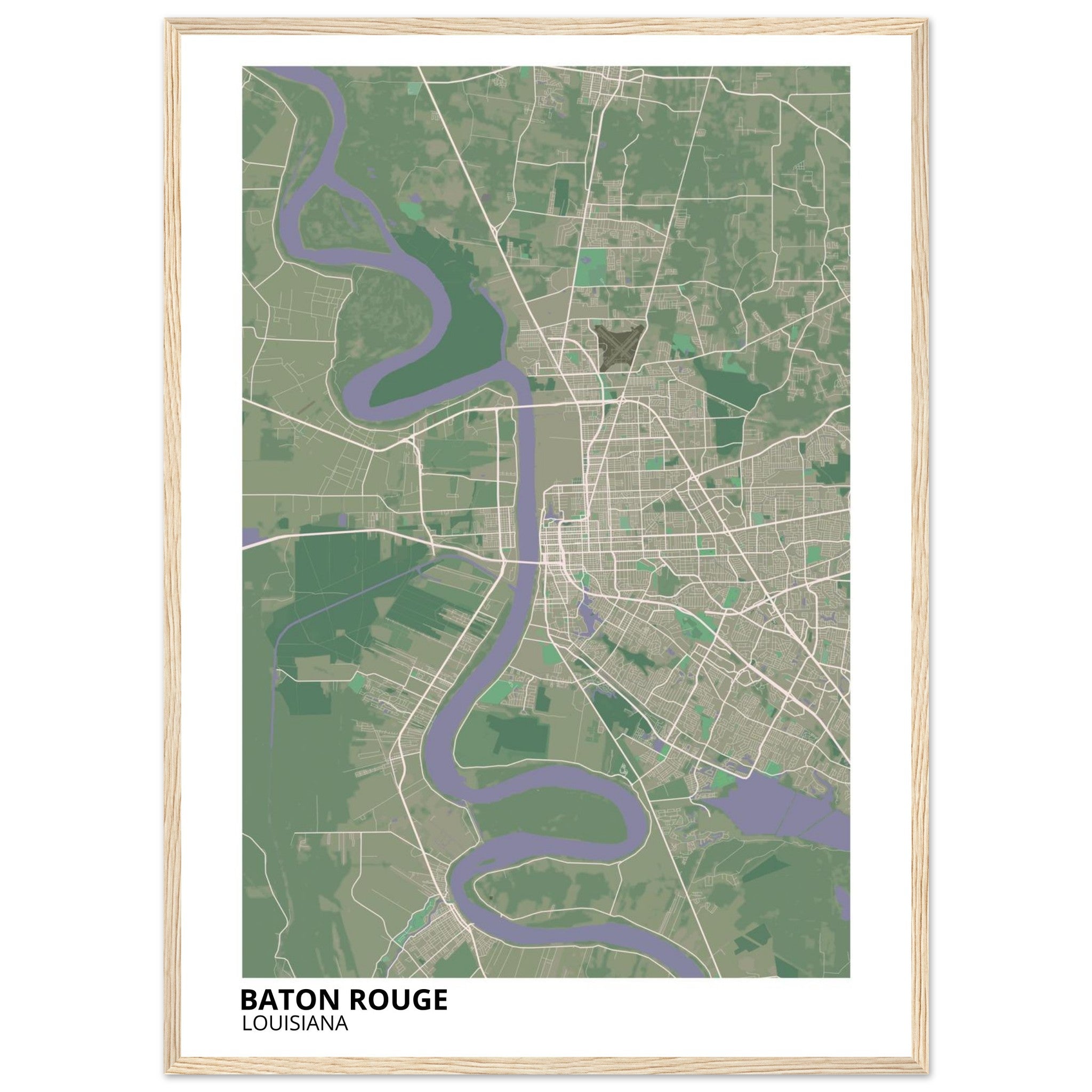 baton rouge map poster print