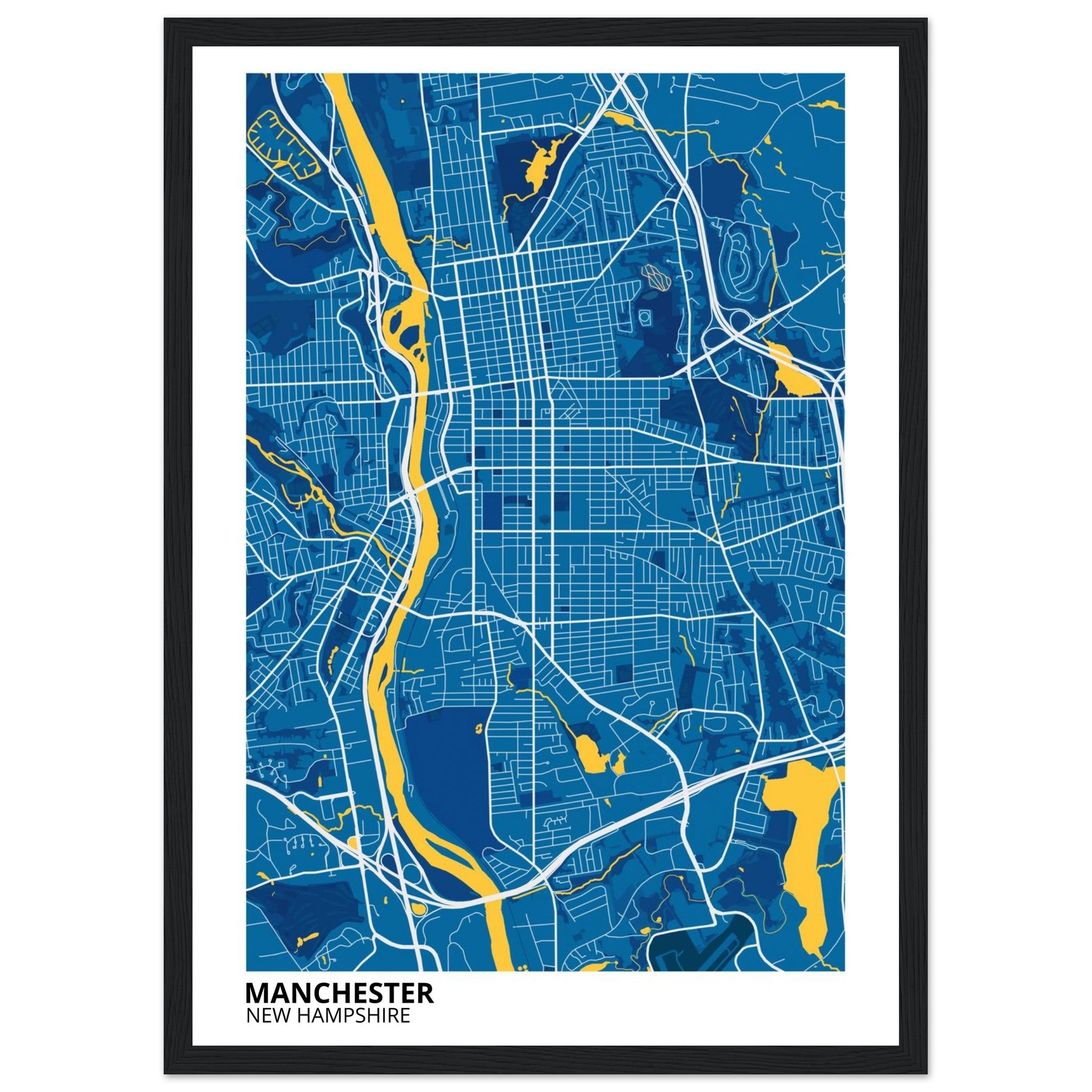 Manchester New Hampshire City Map Poster | Custom Map Art Print - Ink And Atlas