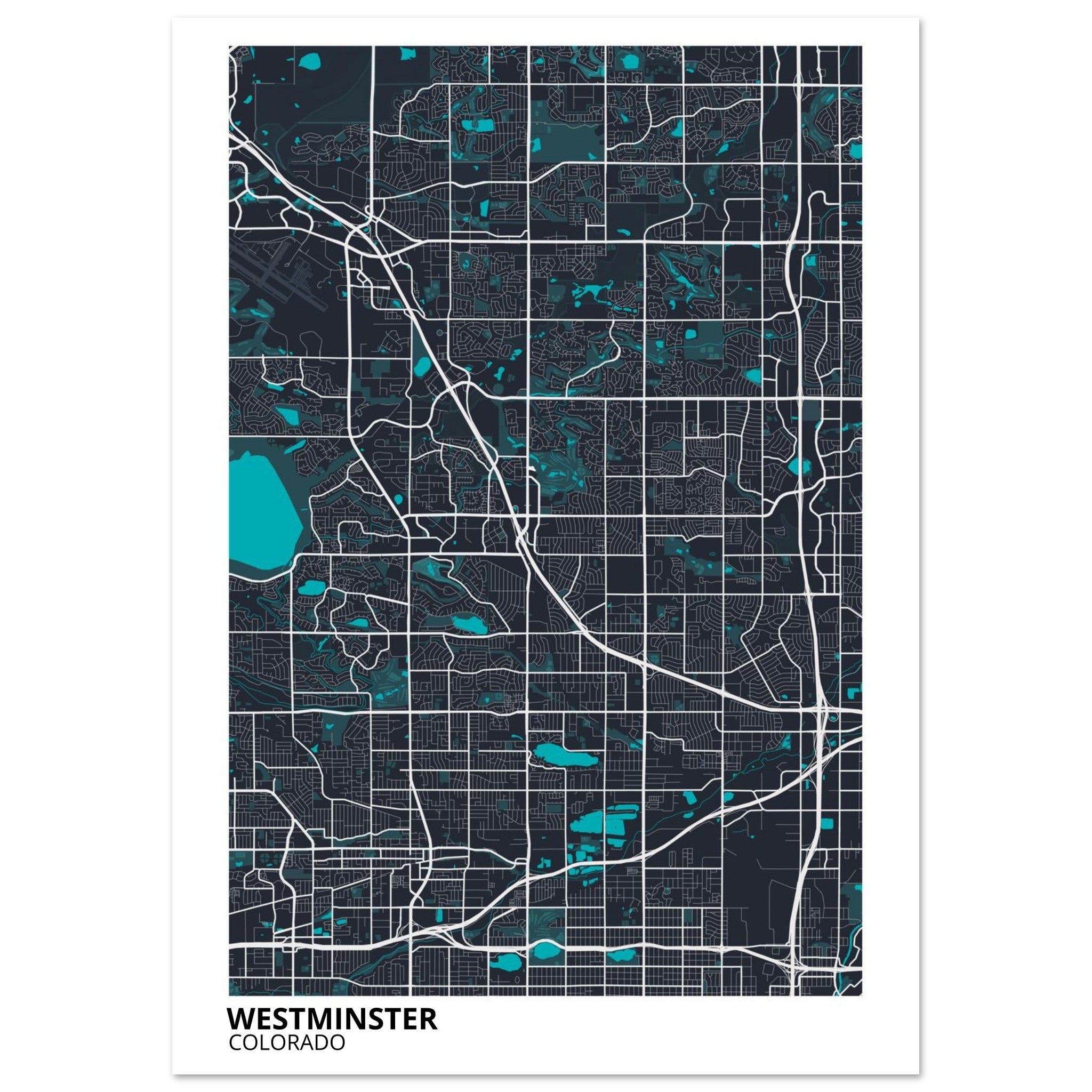Westminster Colorado City Map Poster | Custom Map Art Print - Ink And Atlas