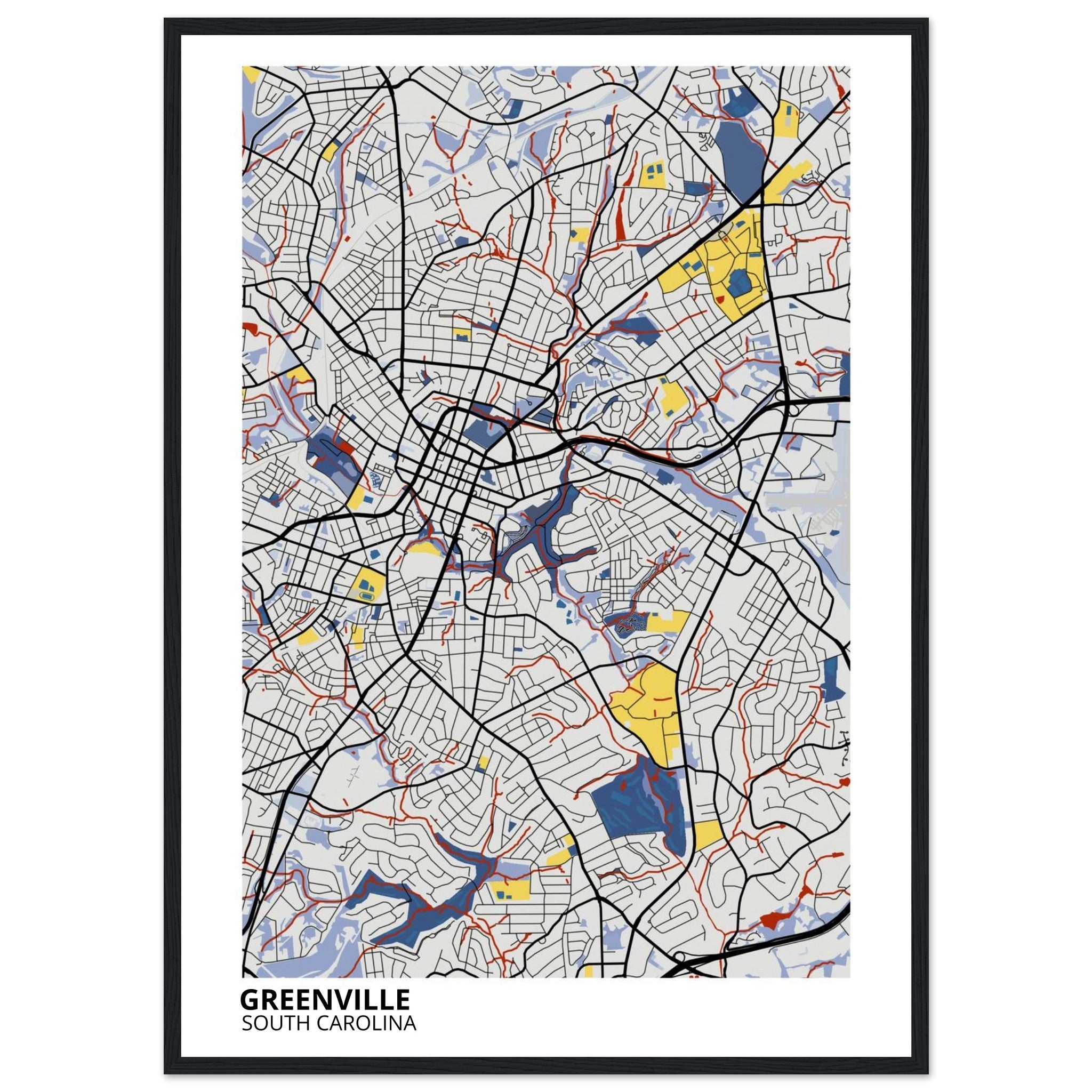 Greenville South Carolina City Map Poster | Custom Map Art Print - Ink And Atlas