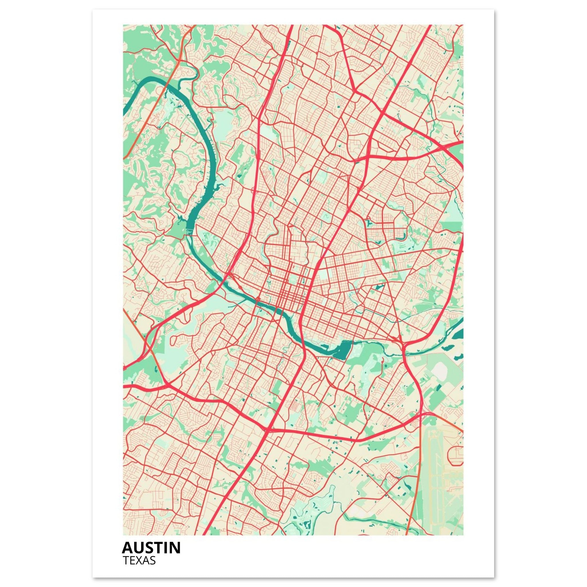 austin map poster print