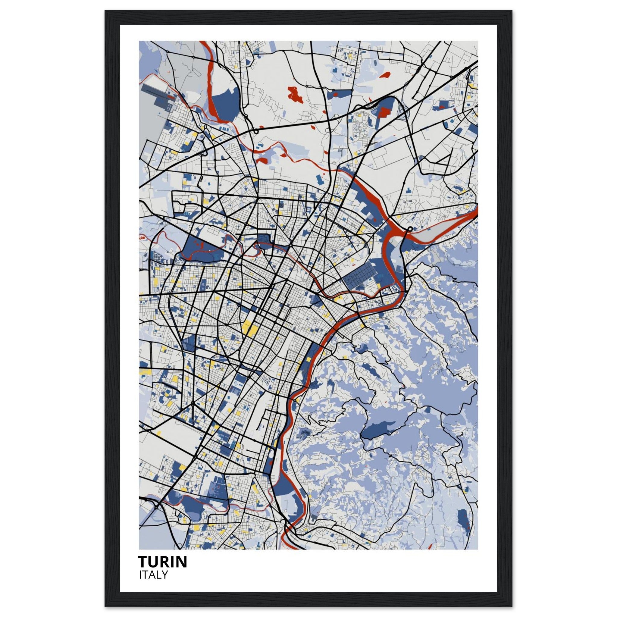Turin Italy City Map Poster | Custom Map Art Print - Ink And Atlas