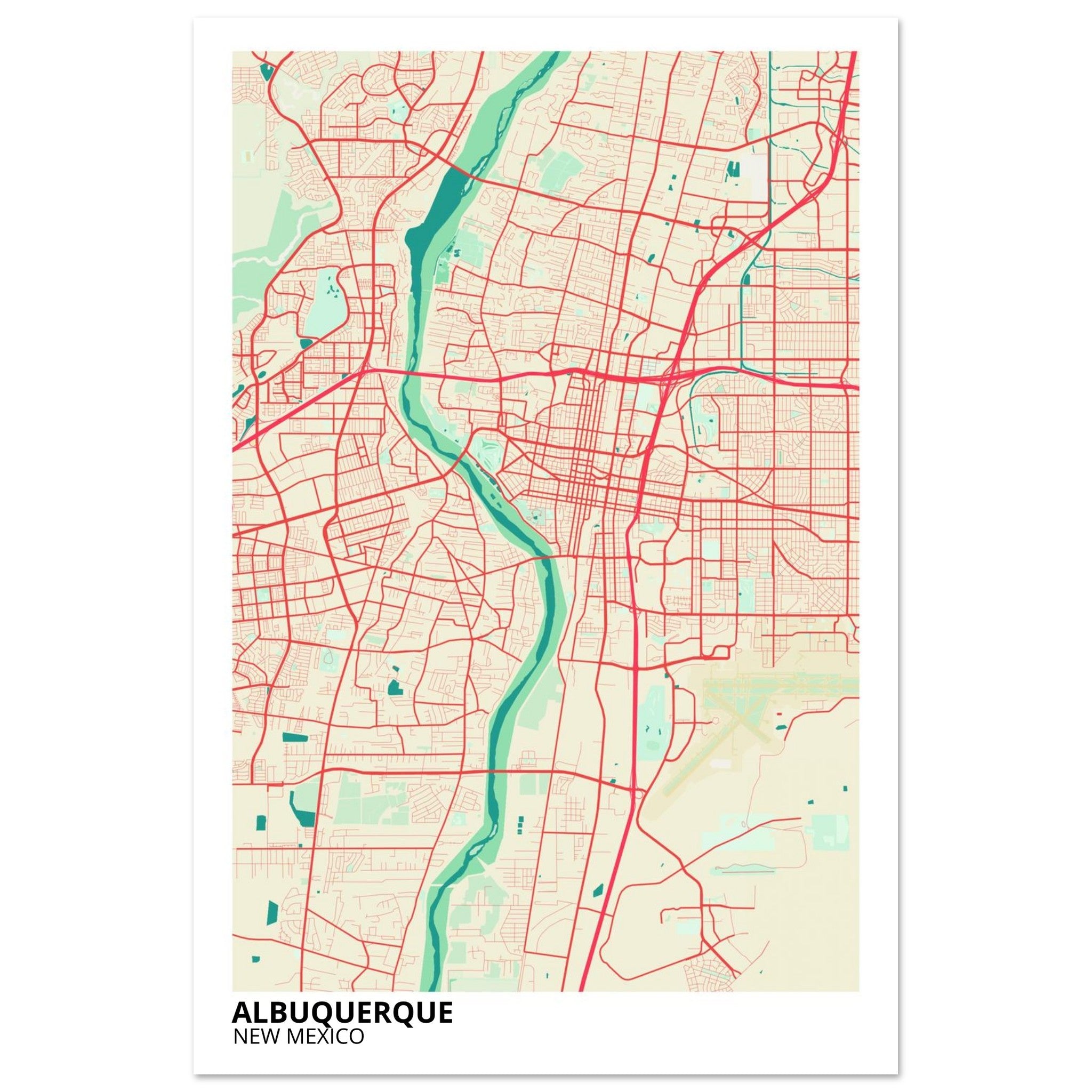 albuquerque map poster print