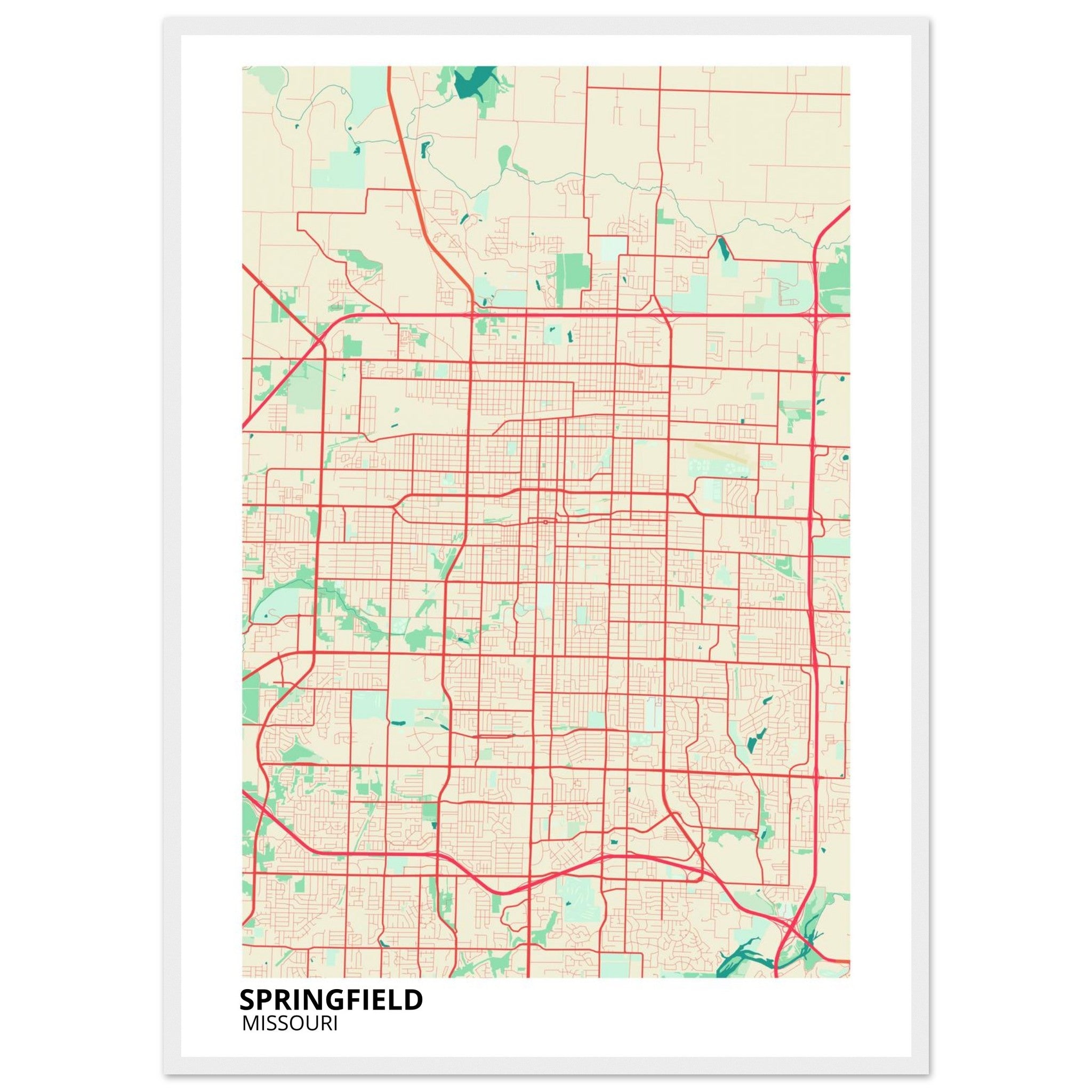 Springfield Missouri City Map Poster | Custom Map Art Print - Ink And Atlas
