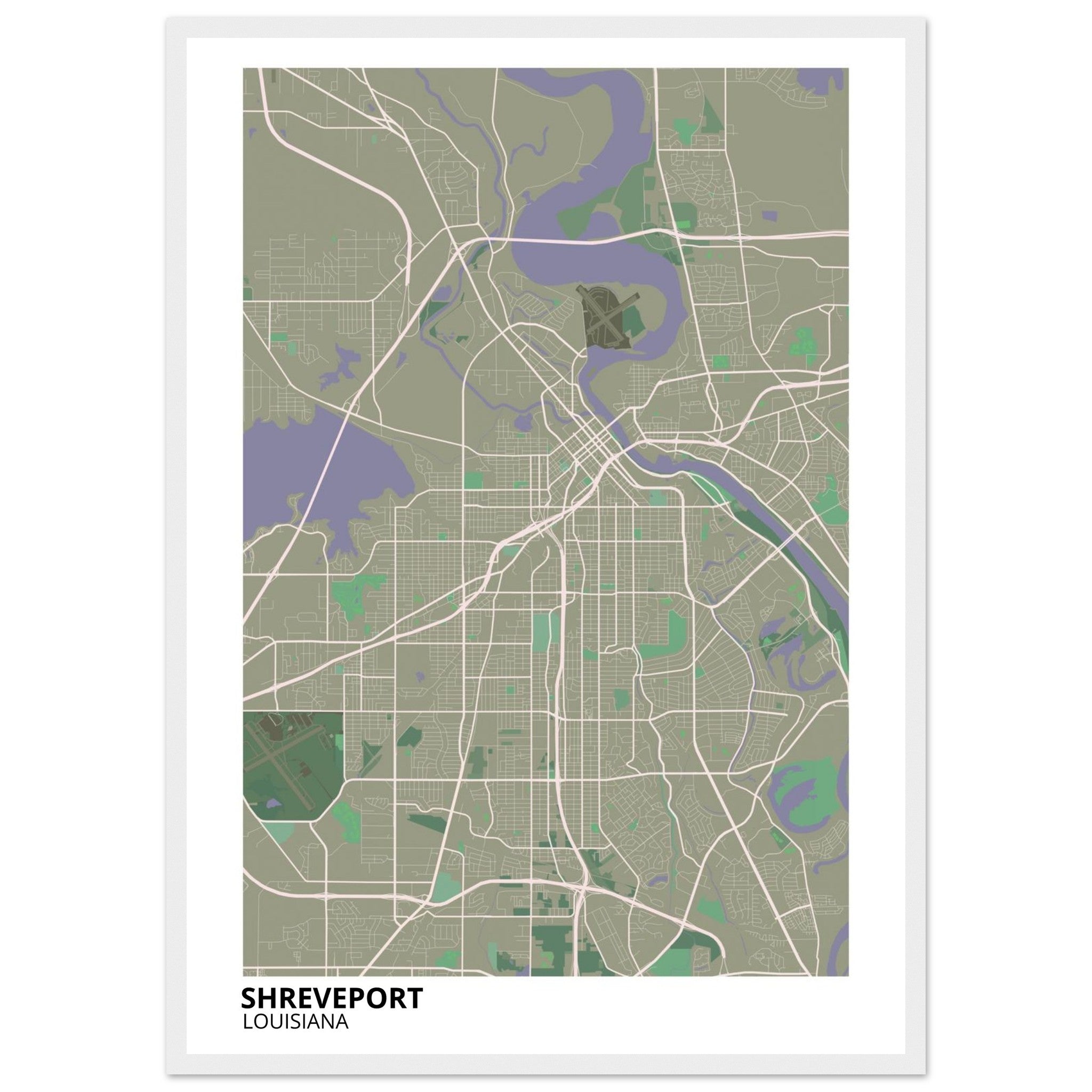 Shreveport Louisiana City Map Poster | Custom Map Art Print - Ink And Atlas