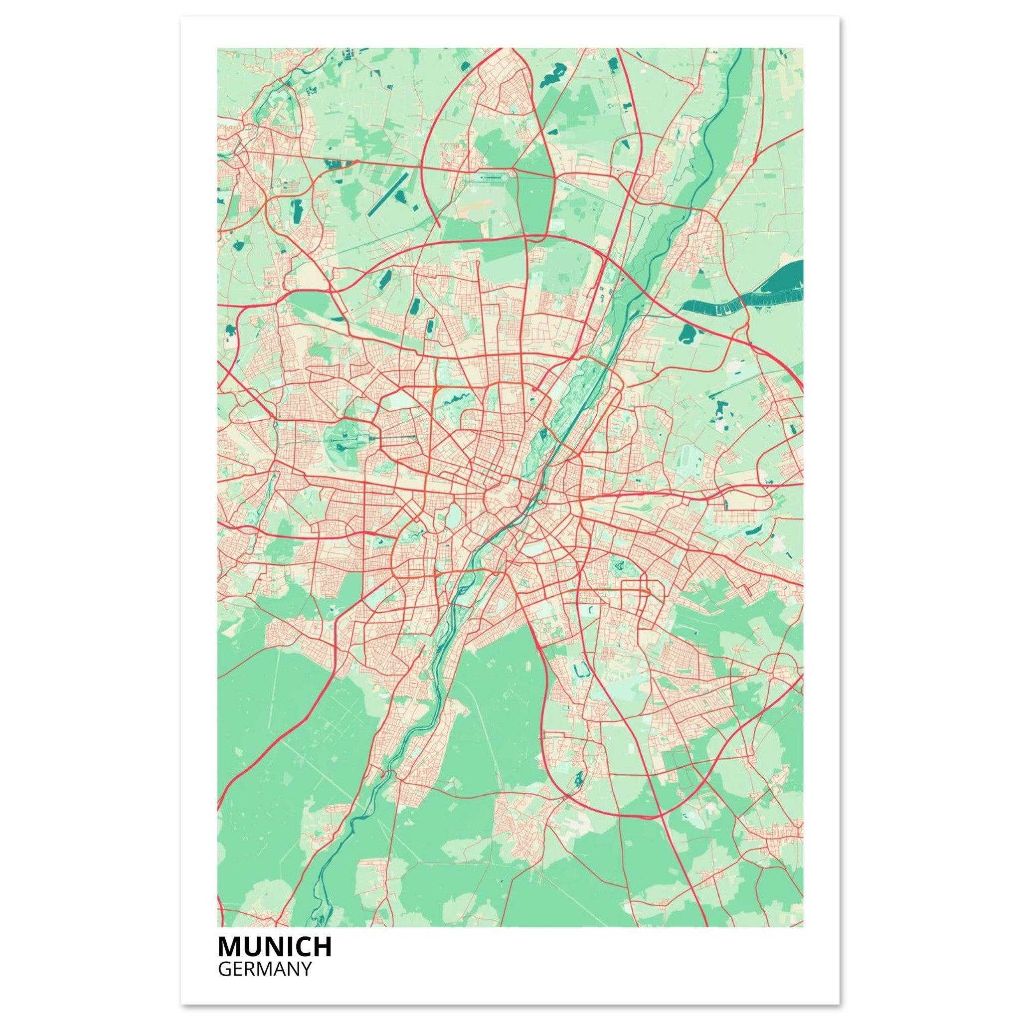 Munich Germany City Map Poster | Custom Map Art Print - Ink And Atlas