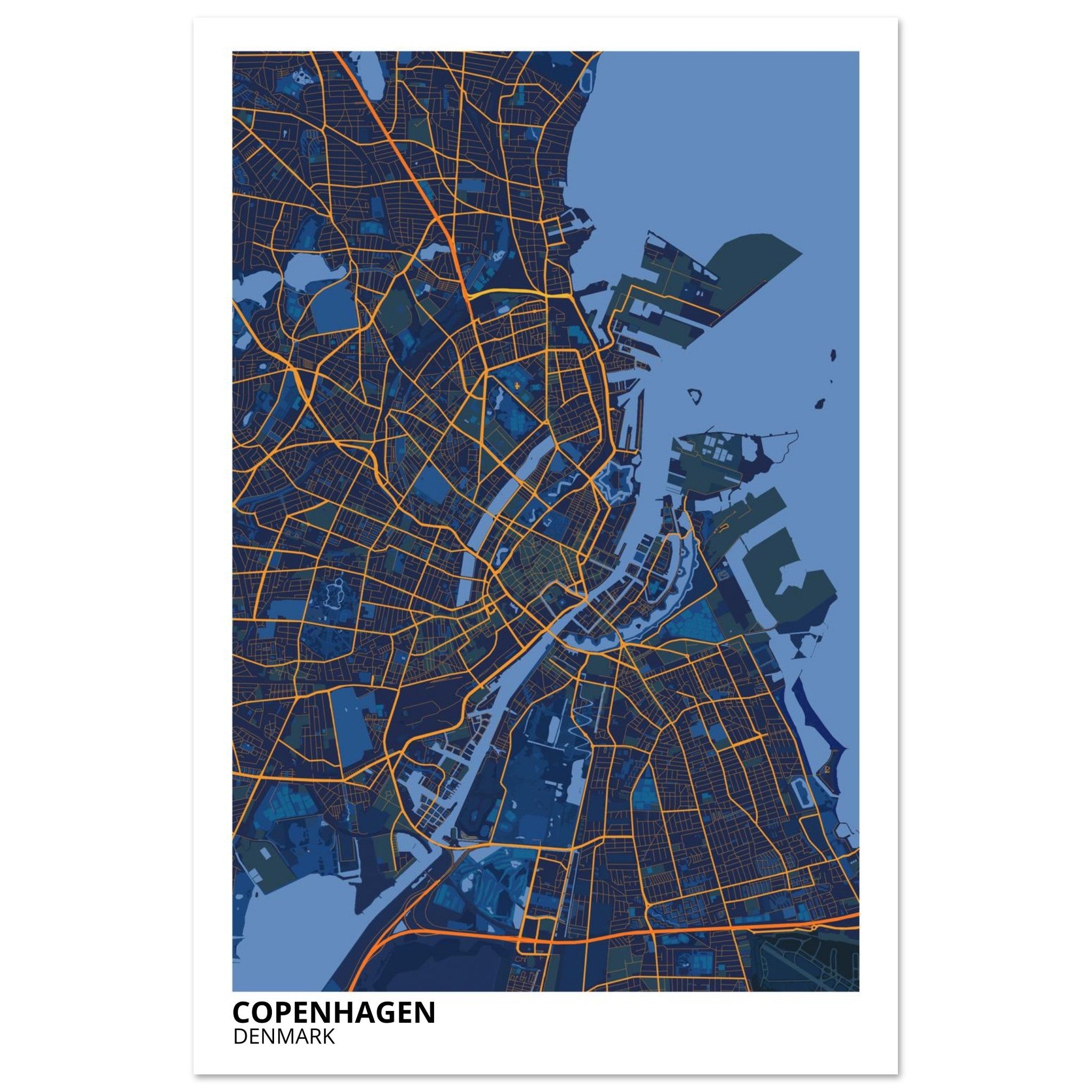 Copenhagen Denmark City Map Poster | Custom Map Art Print - Ink And Atlas