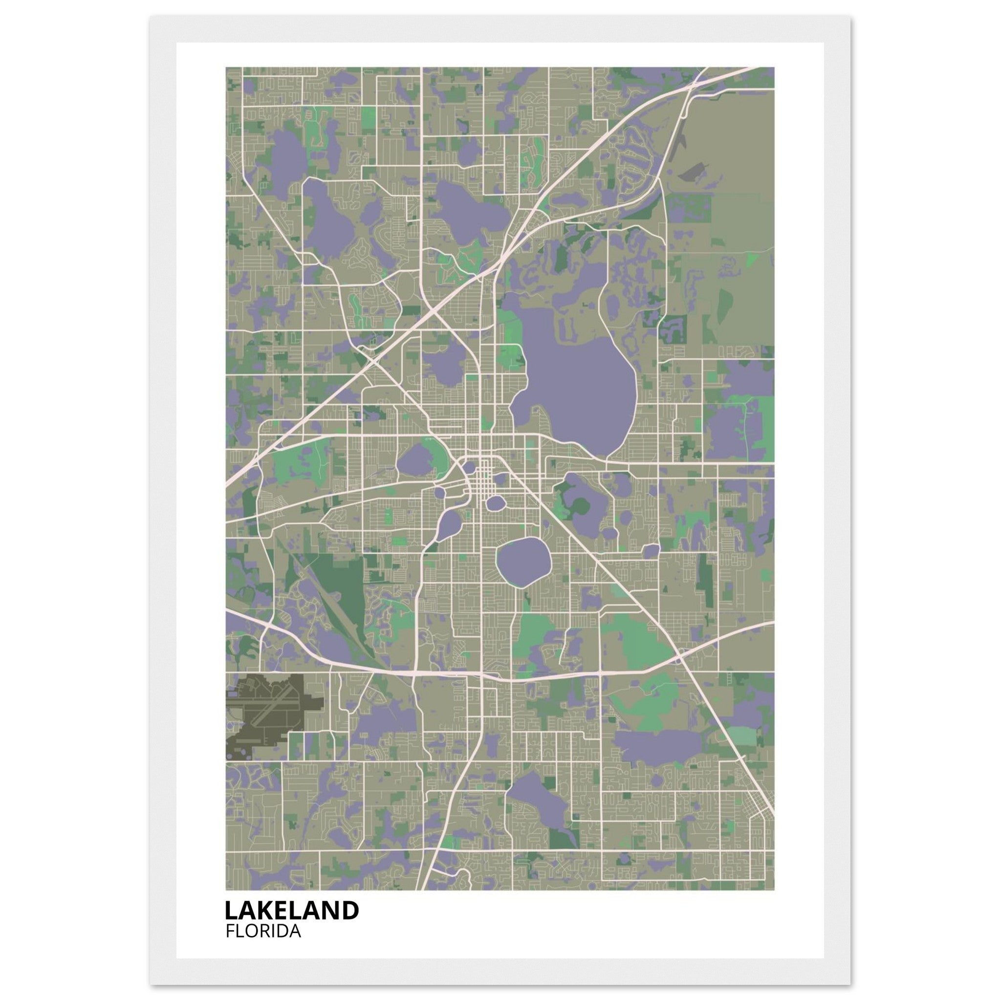 Lakeland Florida City Map Poster | Custom Map Art Print - Ink And Atlas
