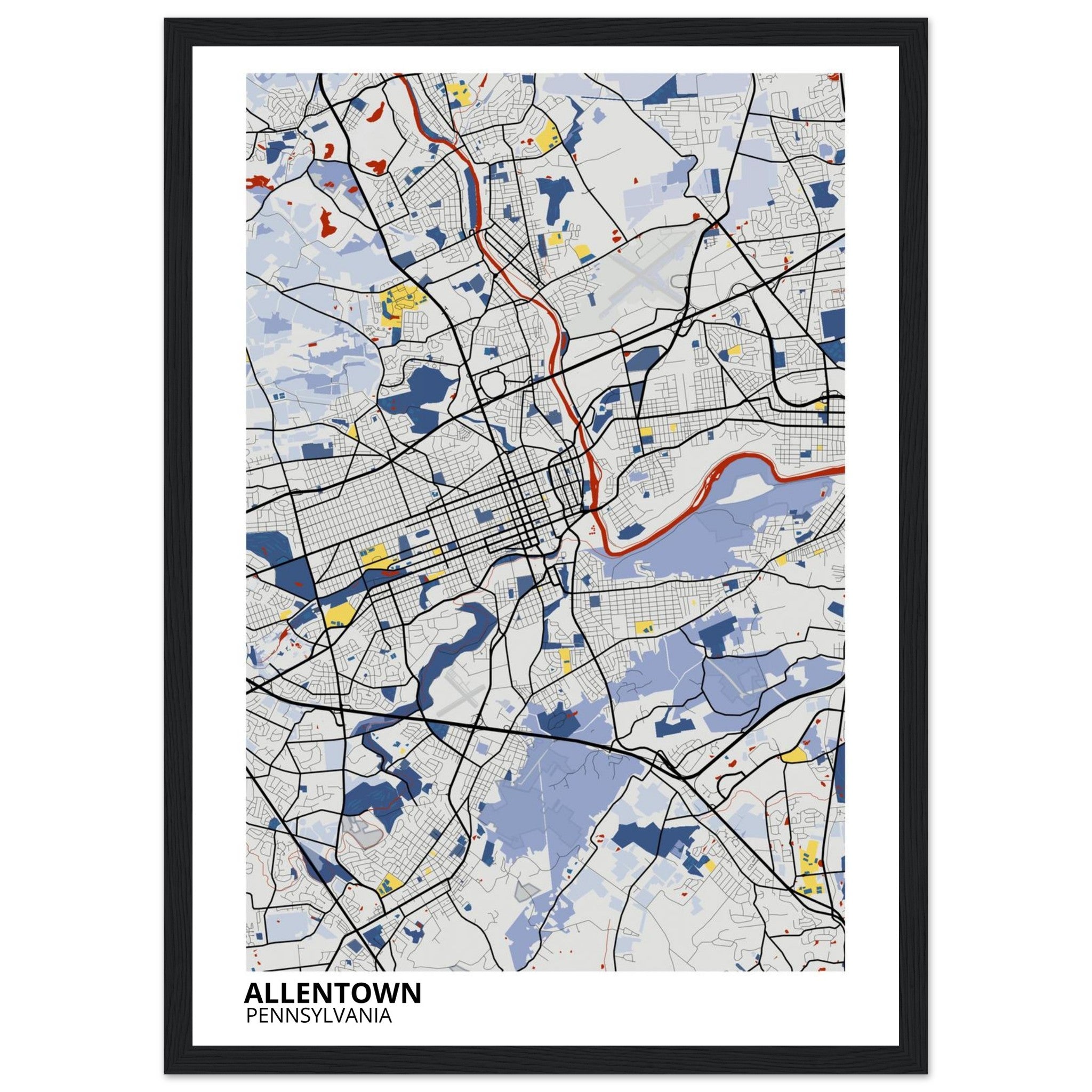 allentown map poster print