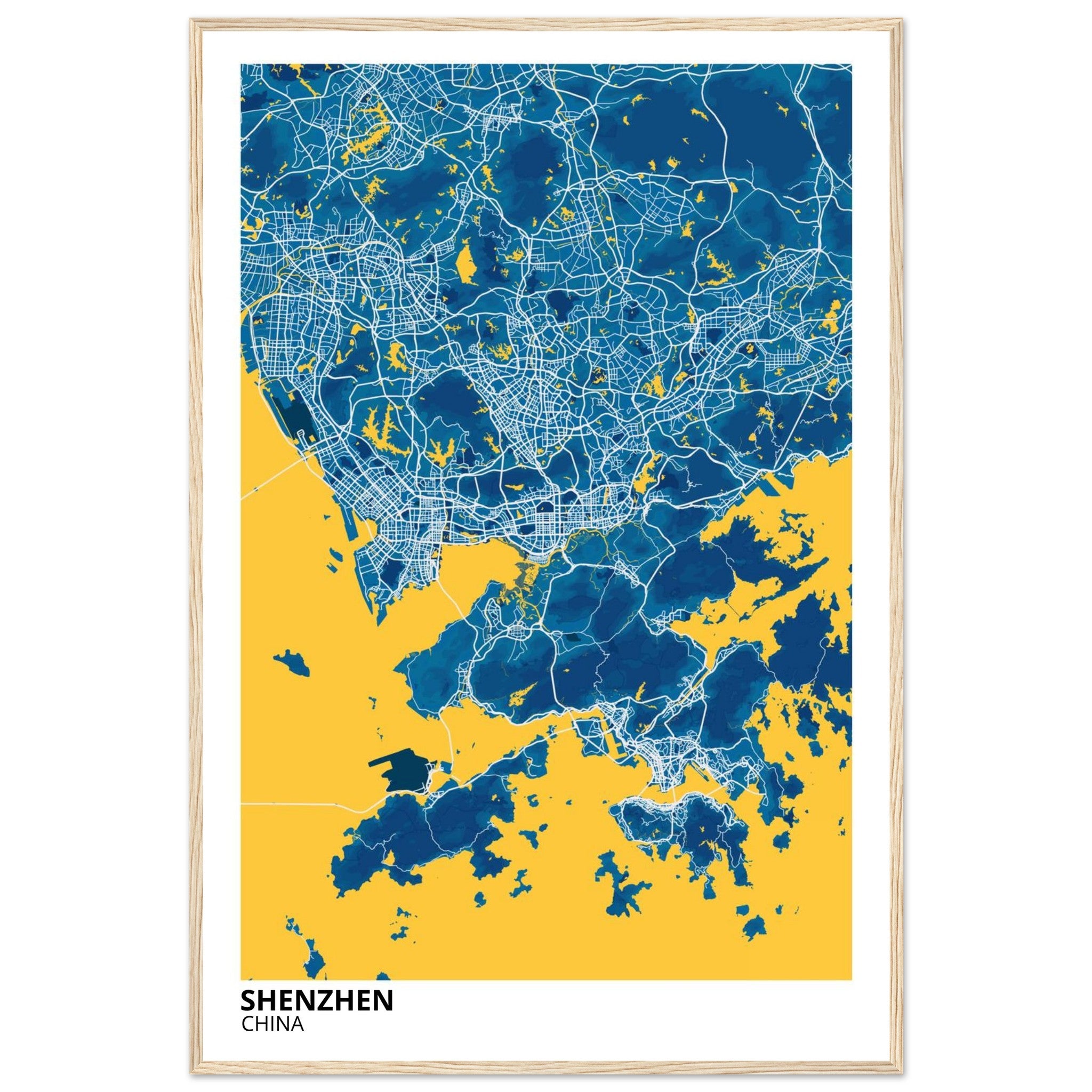 shenzhen china map poster print