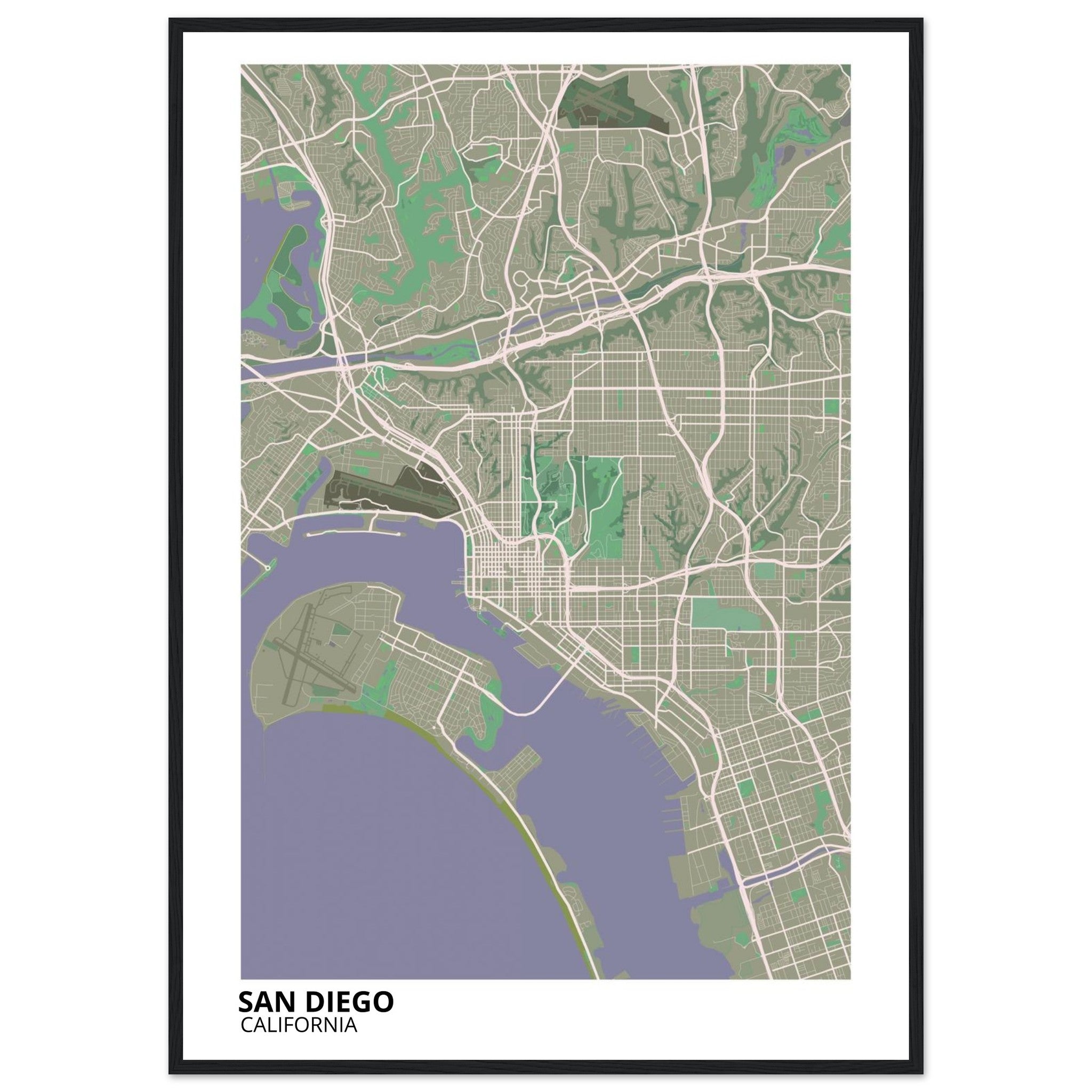 san diego map poster print
