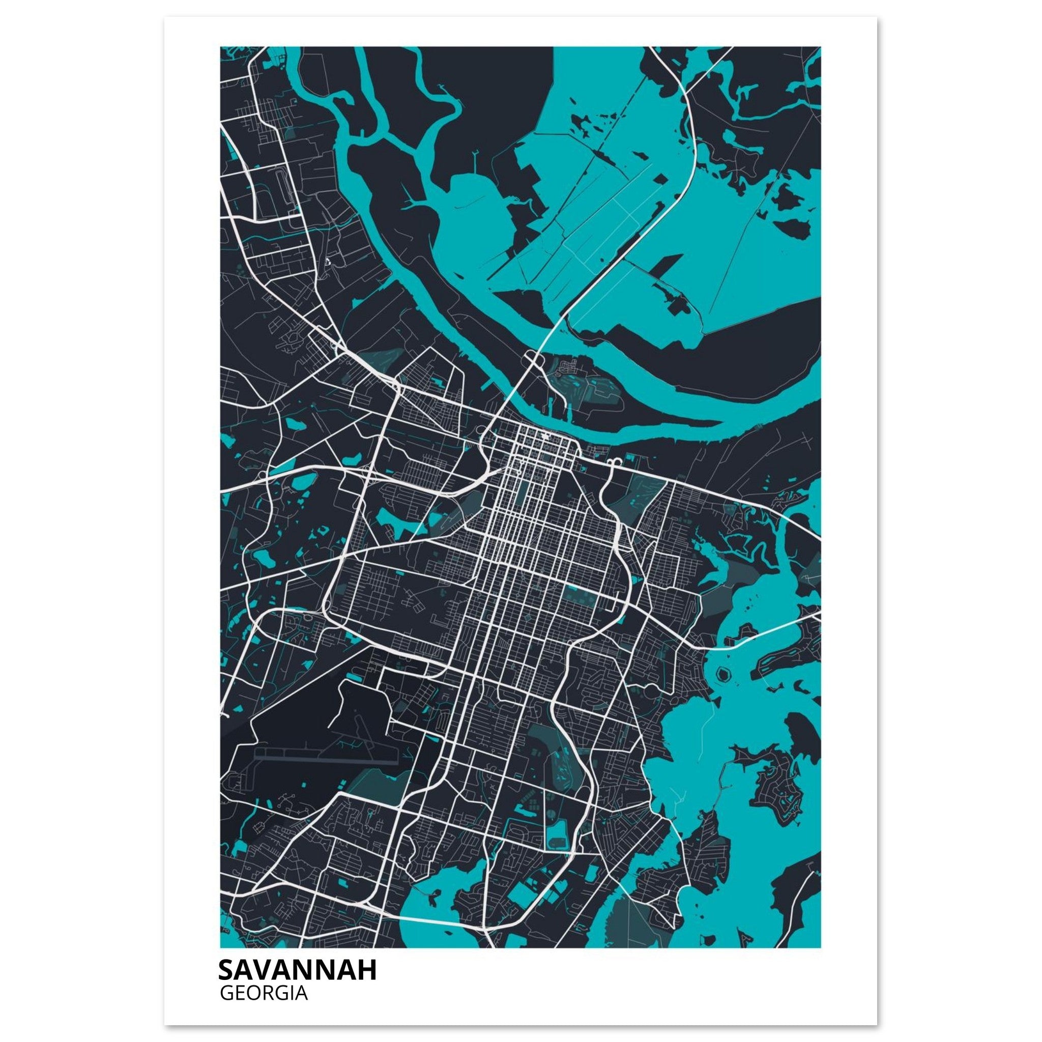 Savannah Georgia City Map Poster | Custom Map Art Print - Ink And Atlas