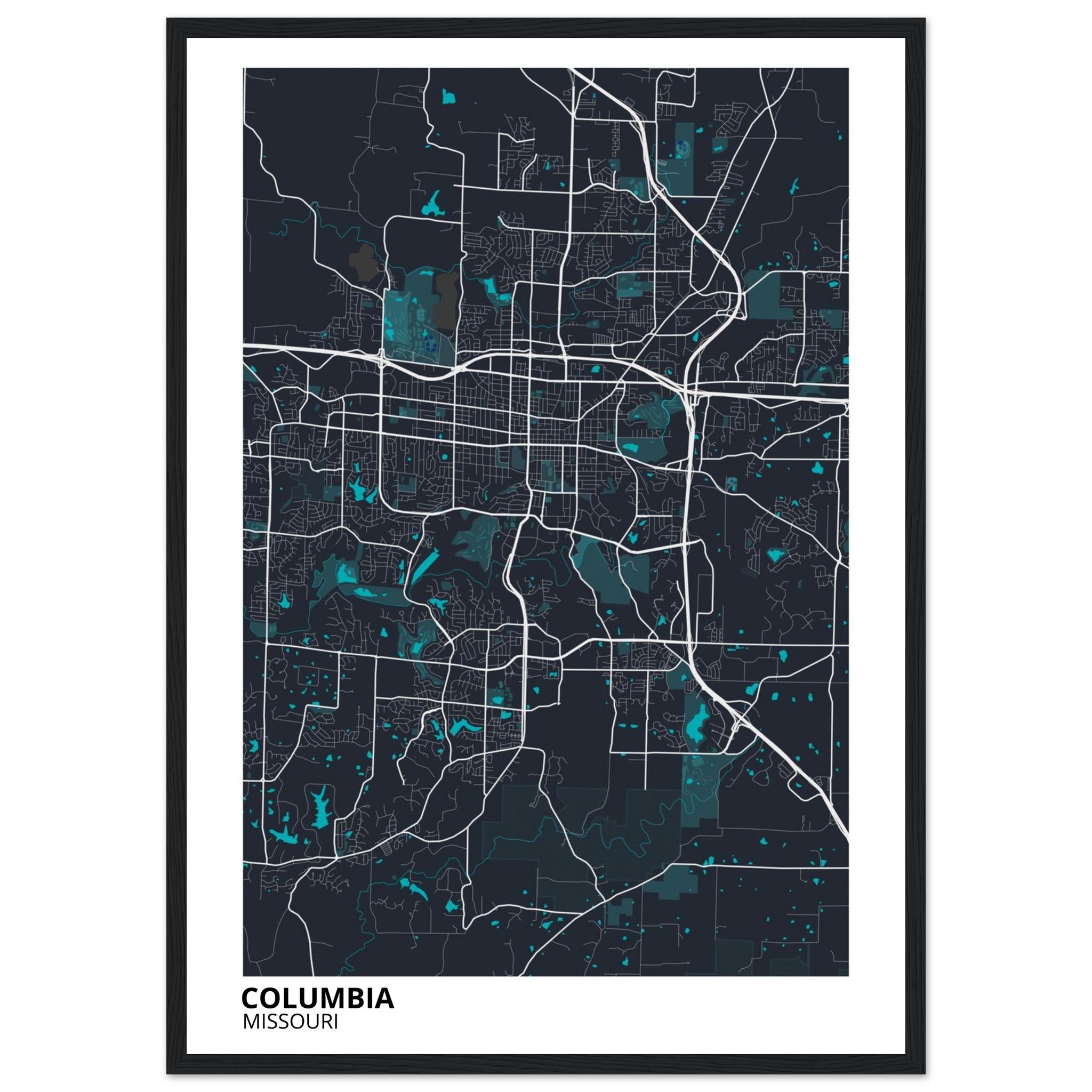 Columbia Missouri City Map Poster | Custom Map Art Print - Ink And Atlas
