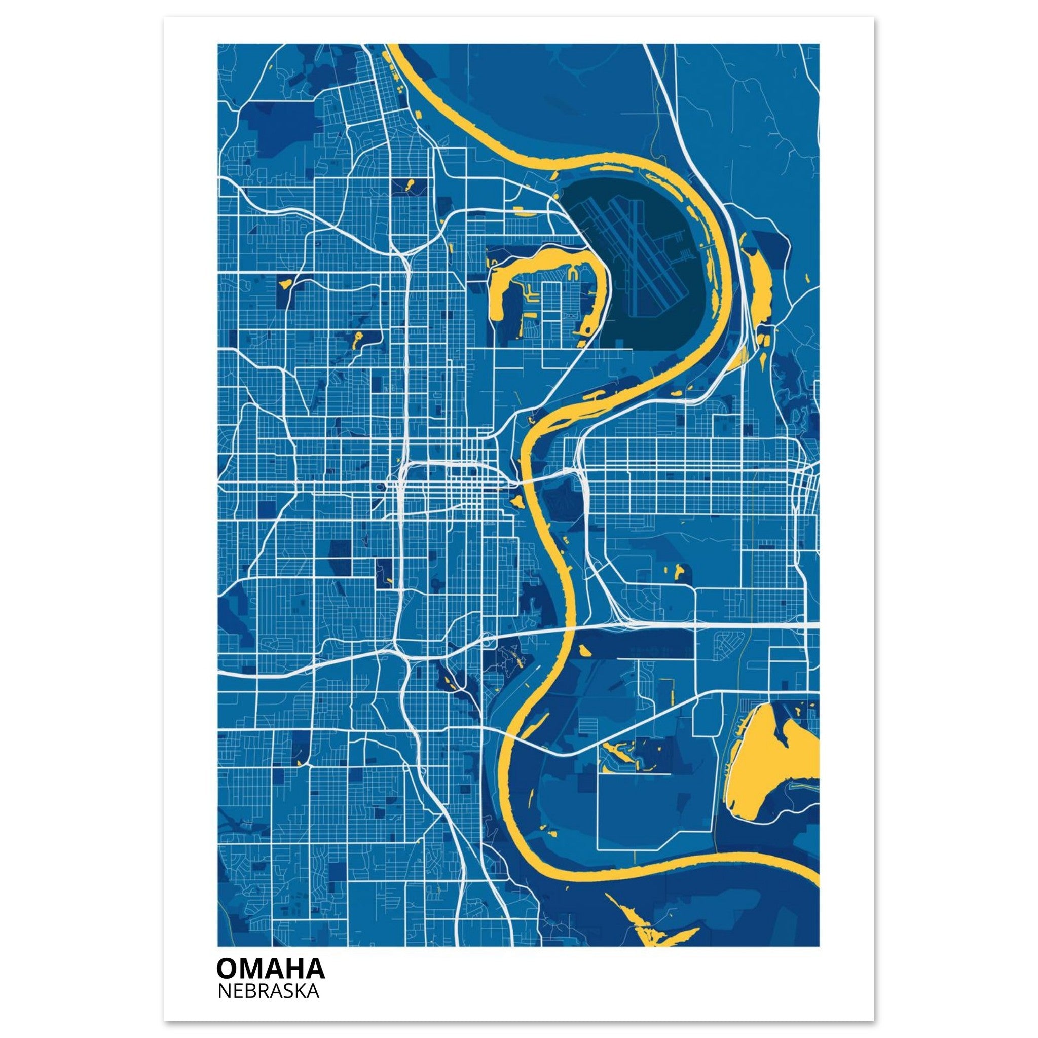 omaha map poster print