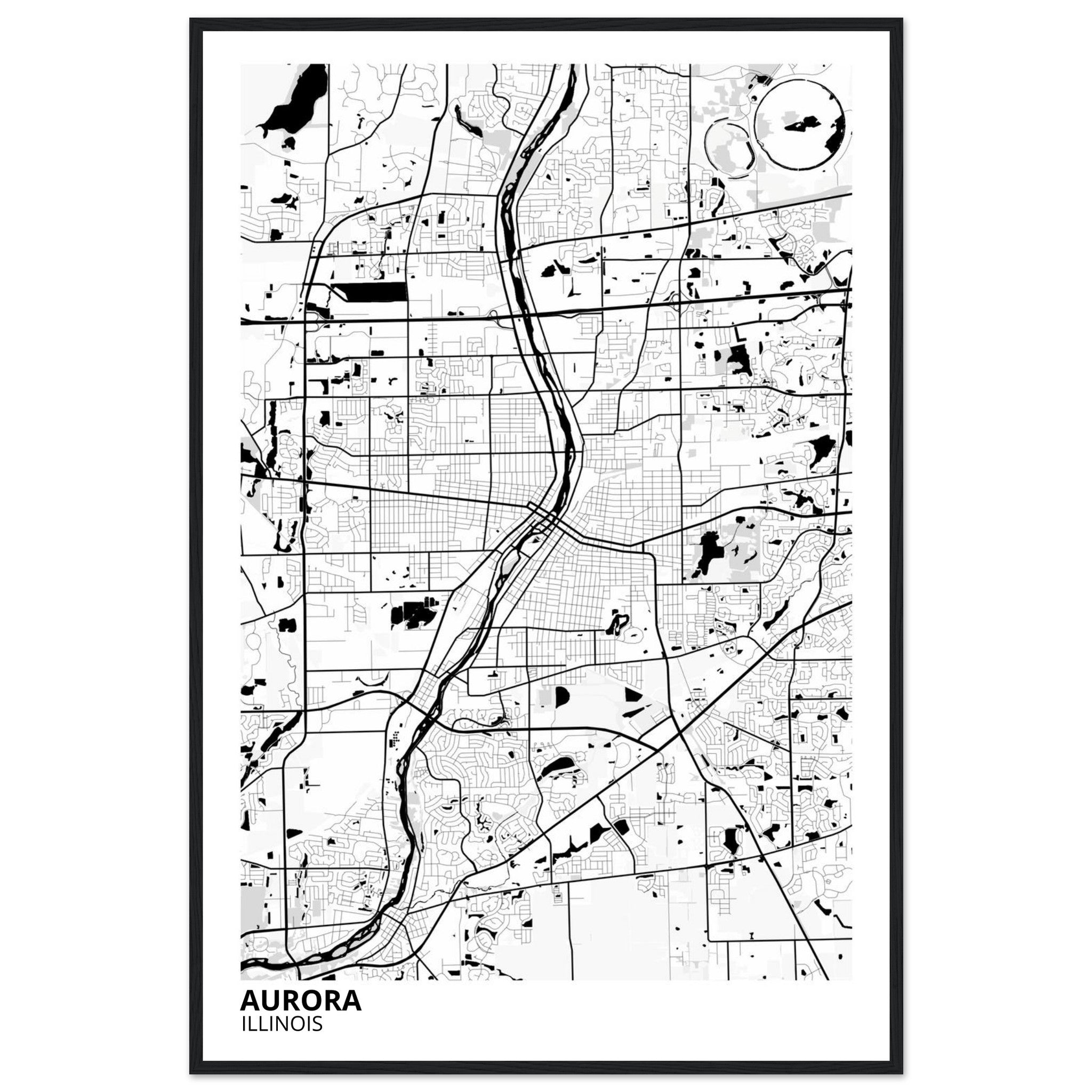 Aurora Illinois City Map Poster | Custom Map Art Print - Ink And Atlas