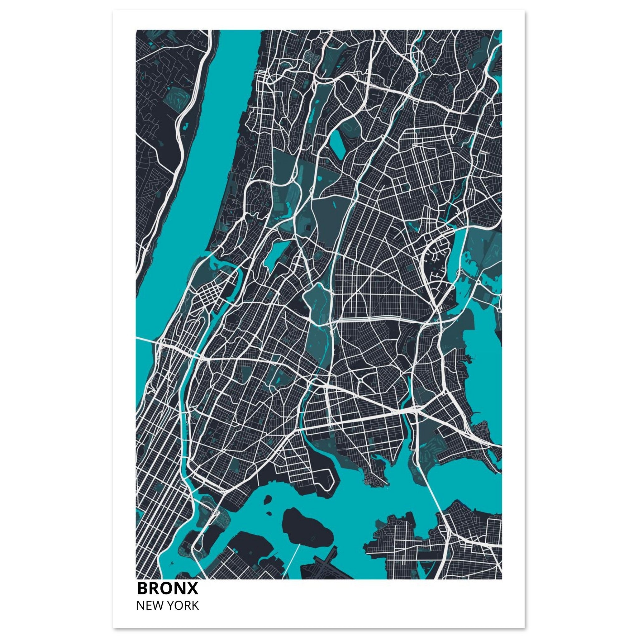 bronx map poster print
