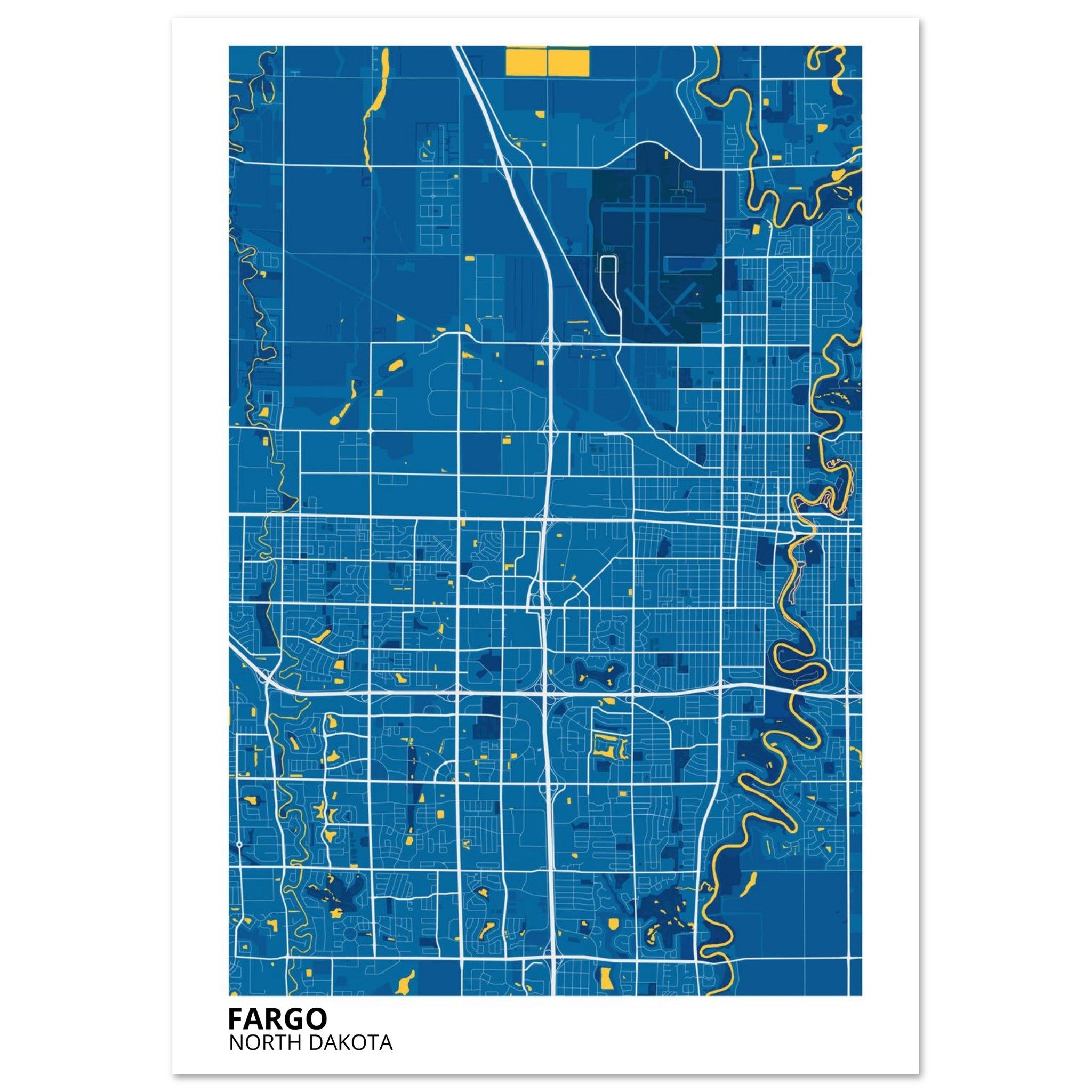 Fargo North Dakota City Map Poster | Custom Map Art Print - Ink And Atlas