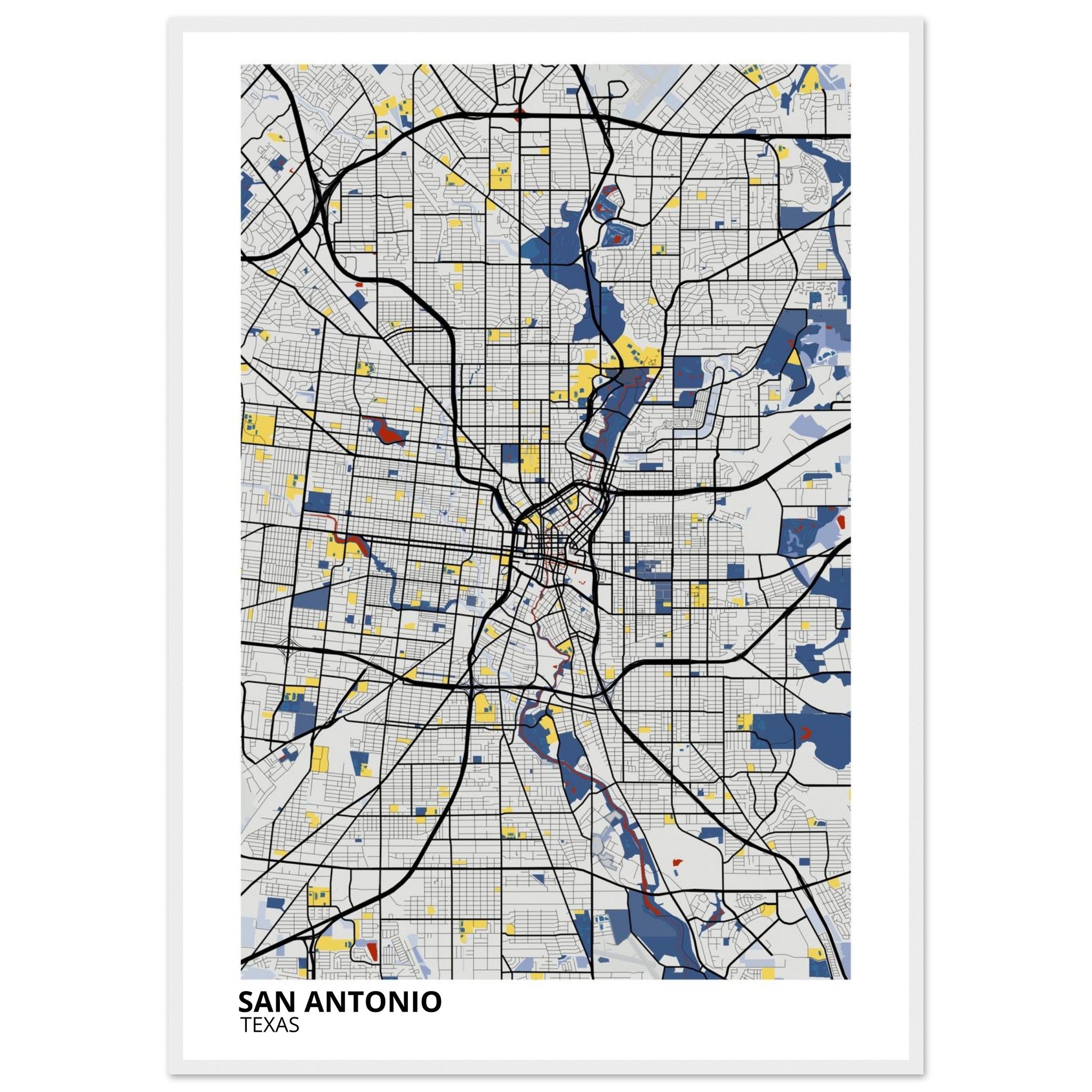 San Antonio Texas City Map Poster | Custom Map Art Print - Ink And Atlas