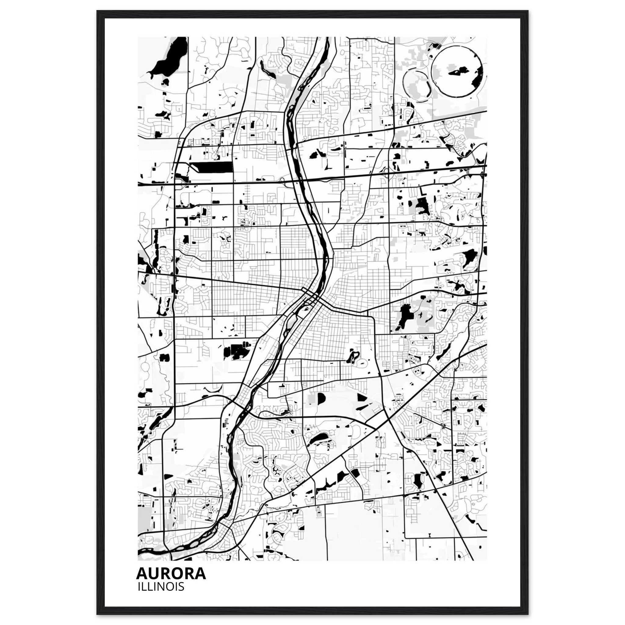 Aurora Illinois City Map Poster | Custom Map Art Print - Ink And Atlas