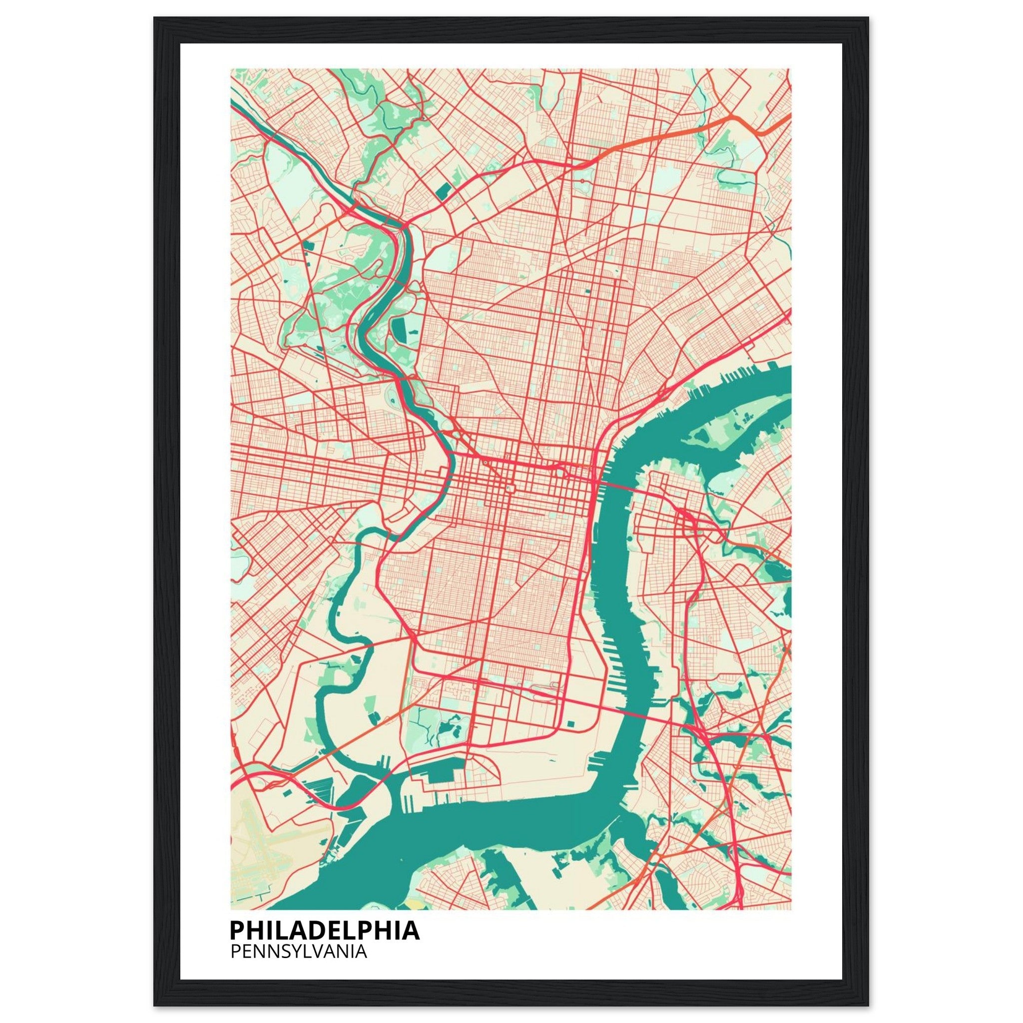 philadelphia map poster print