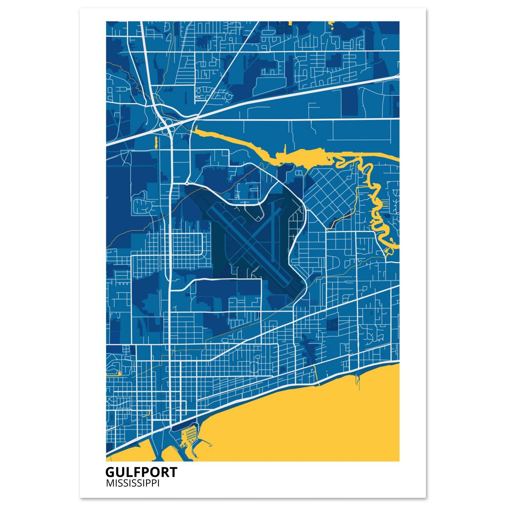 Gulfport Mississippi City Map Poster | Custom Map Art Print - Ink And Atlas
