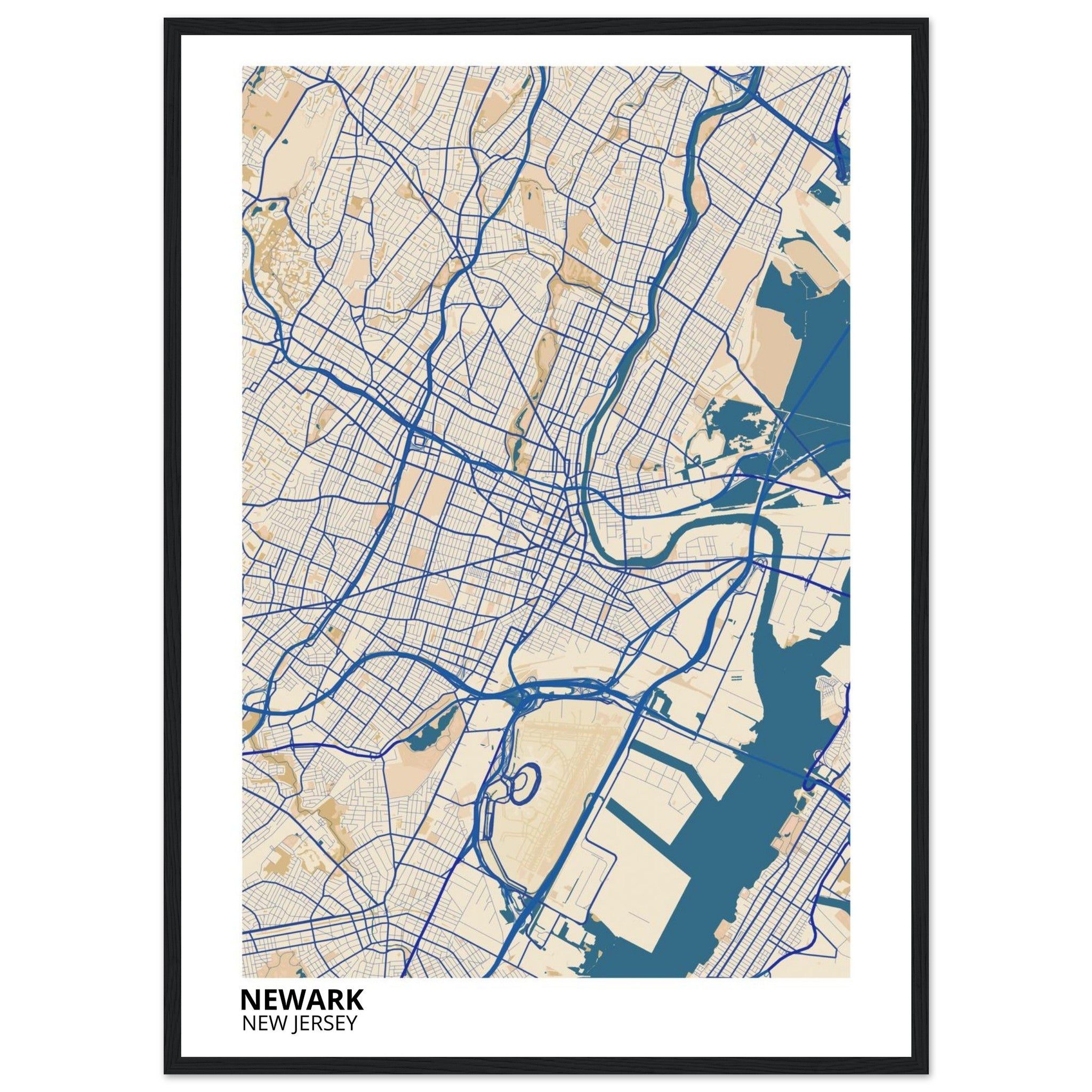 Newark New Jersey City Map Poster | Custom Map Art Print - Ink And Atlas