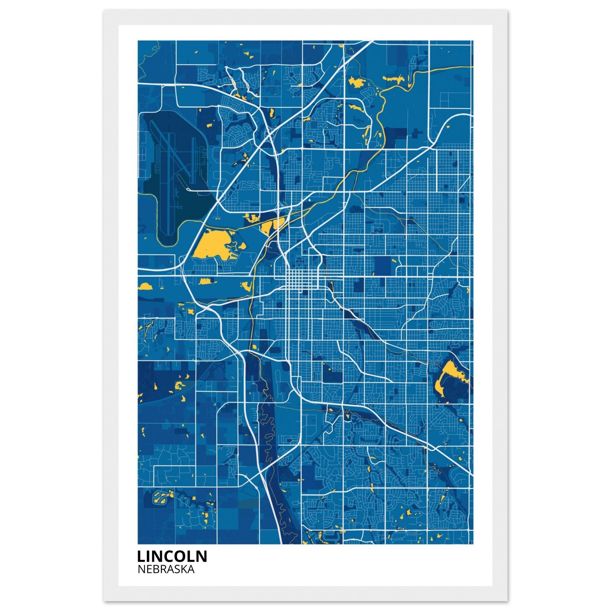 lincoln map poster print