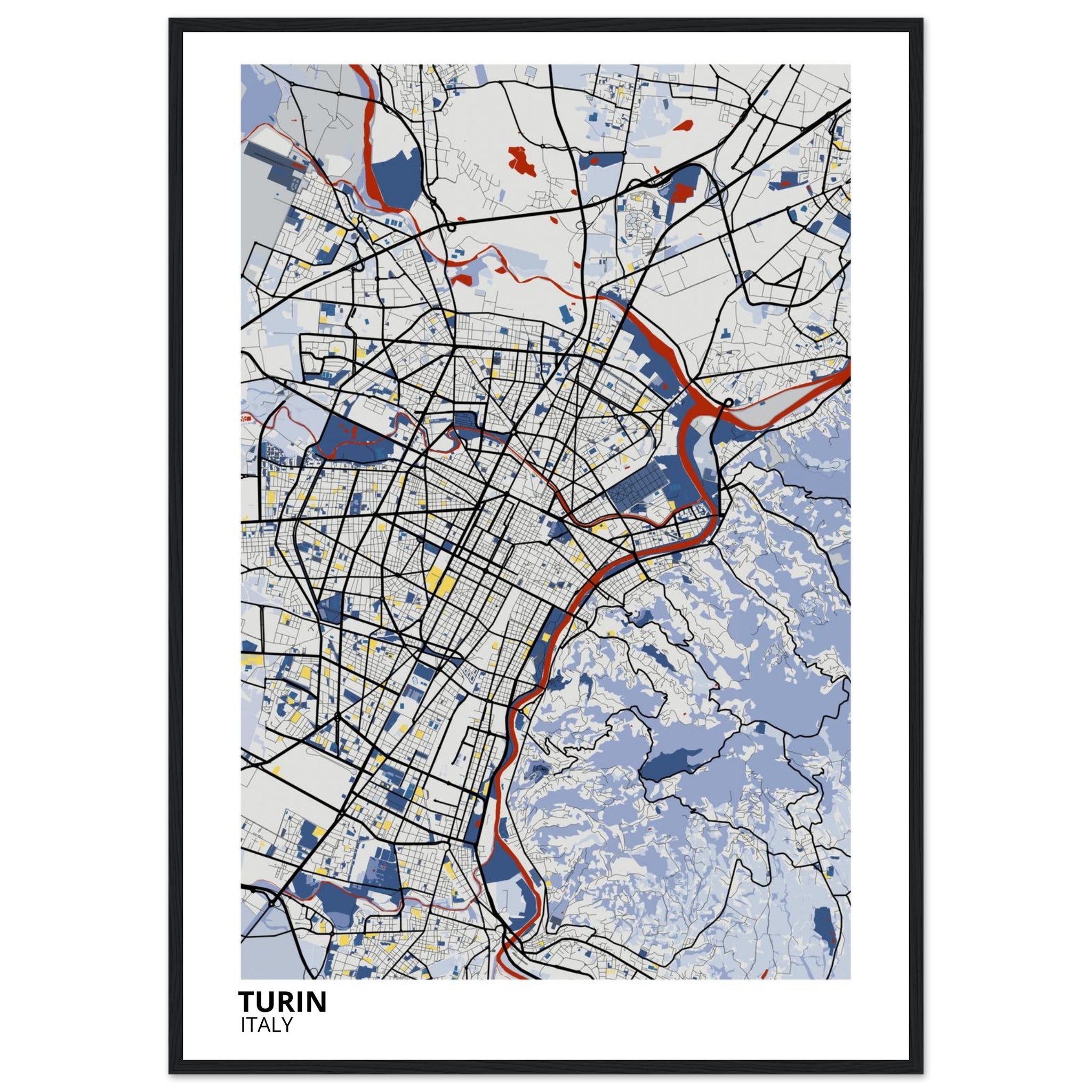 Turin Italy City Map Poster | Custom Map Art Print - Ink And Atlas