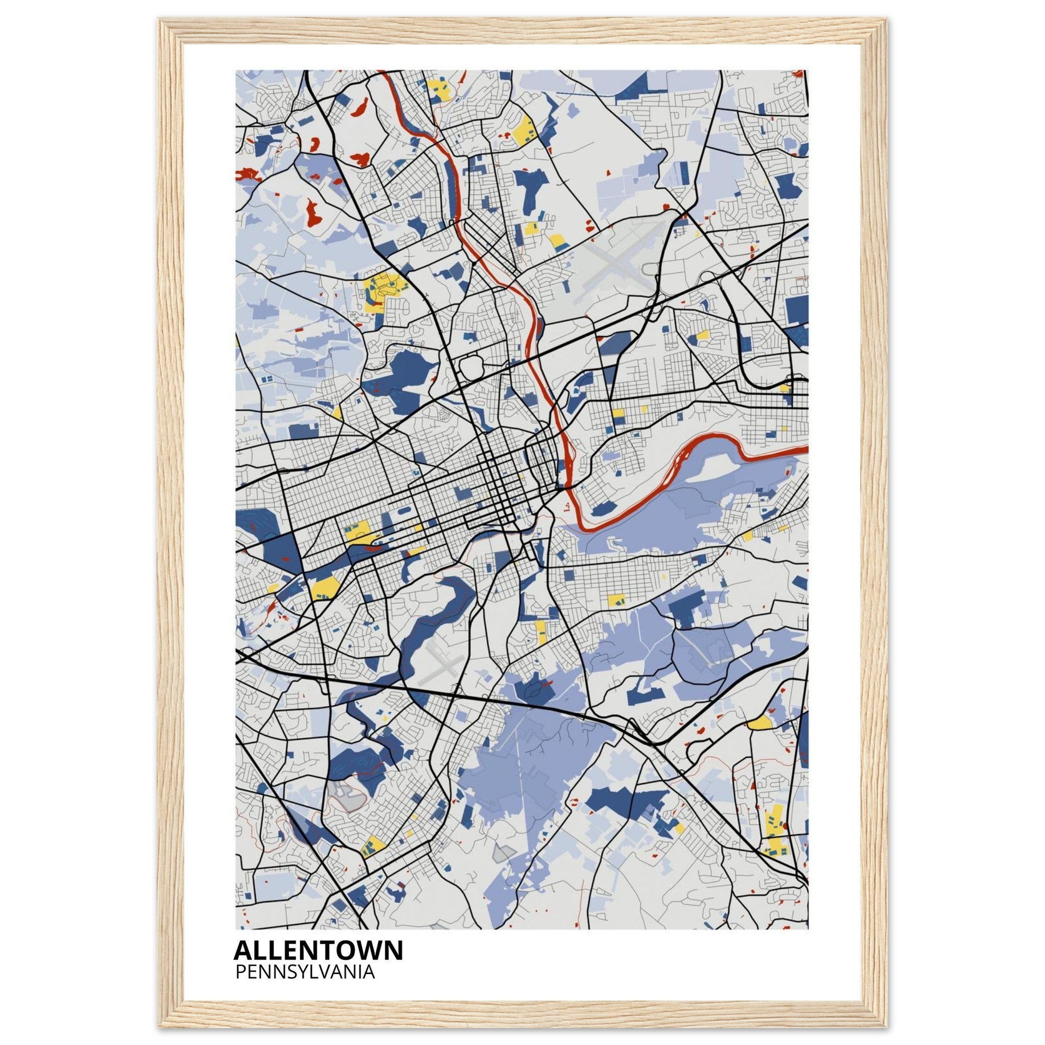 allentown map poster print