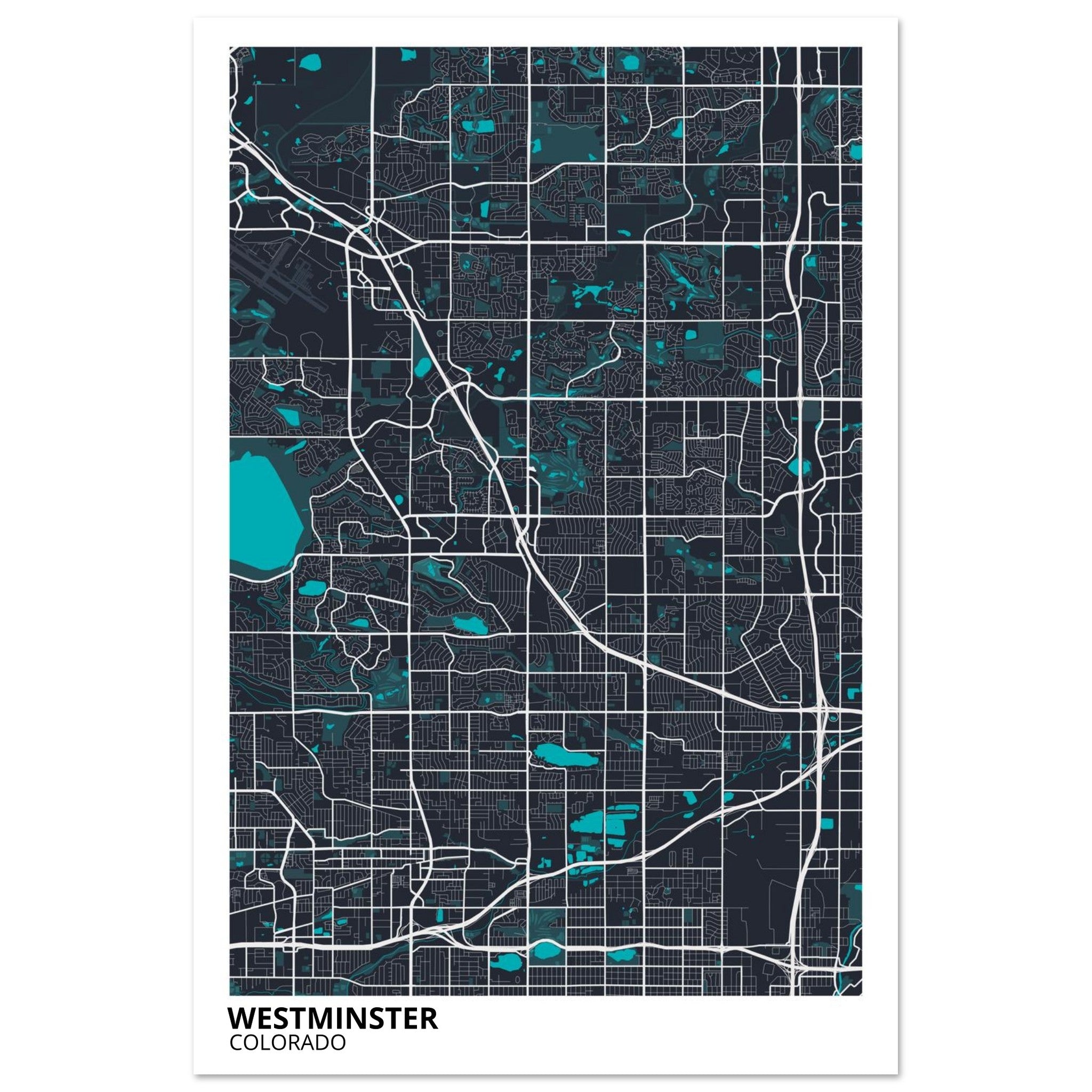 Westminster Colorado City Map Poster | Custom Map Art Print - Ink And Atlas