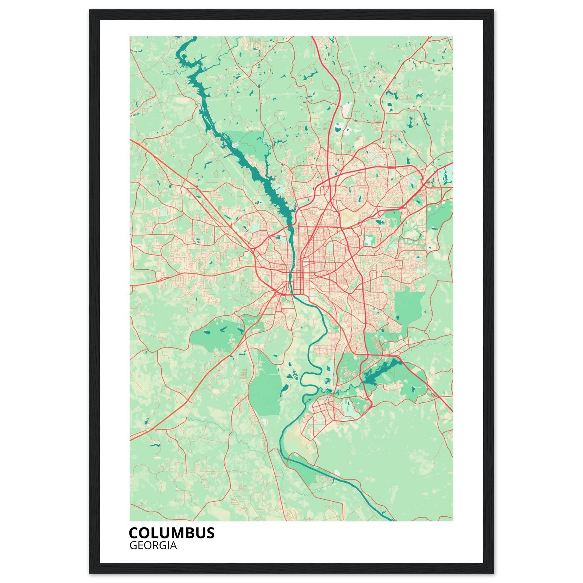 Columbus Georgia City Map Poster | Custom Map Art Print - Ink And Atlas