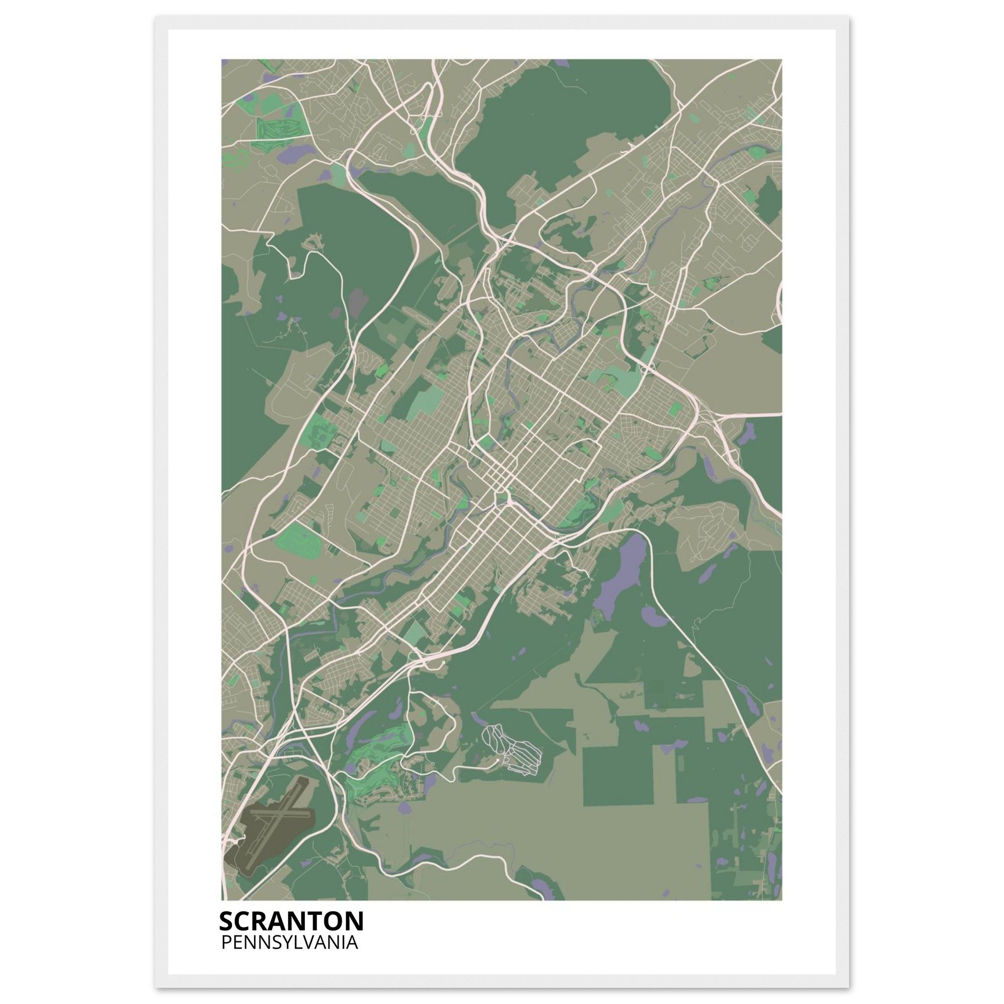 Scranton Pennsylvania City Map Poster | Custom Map Art Print - Ink And Atlas