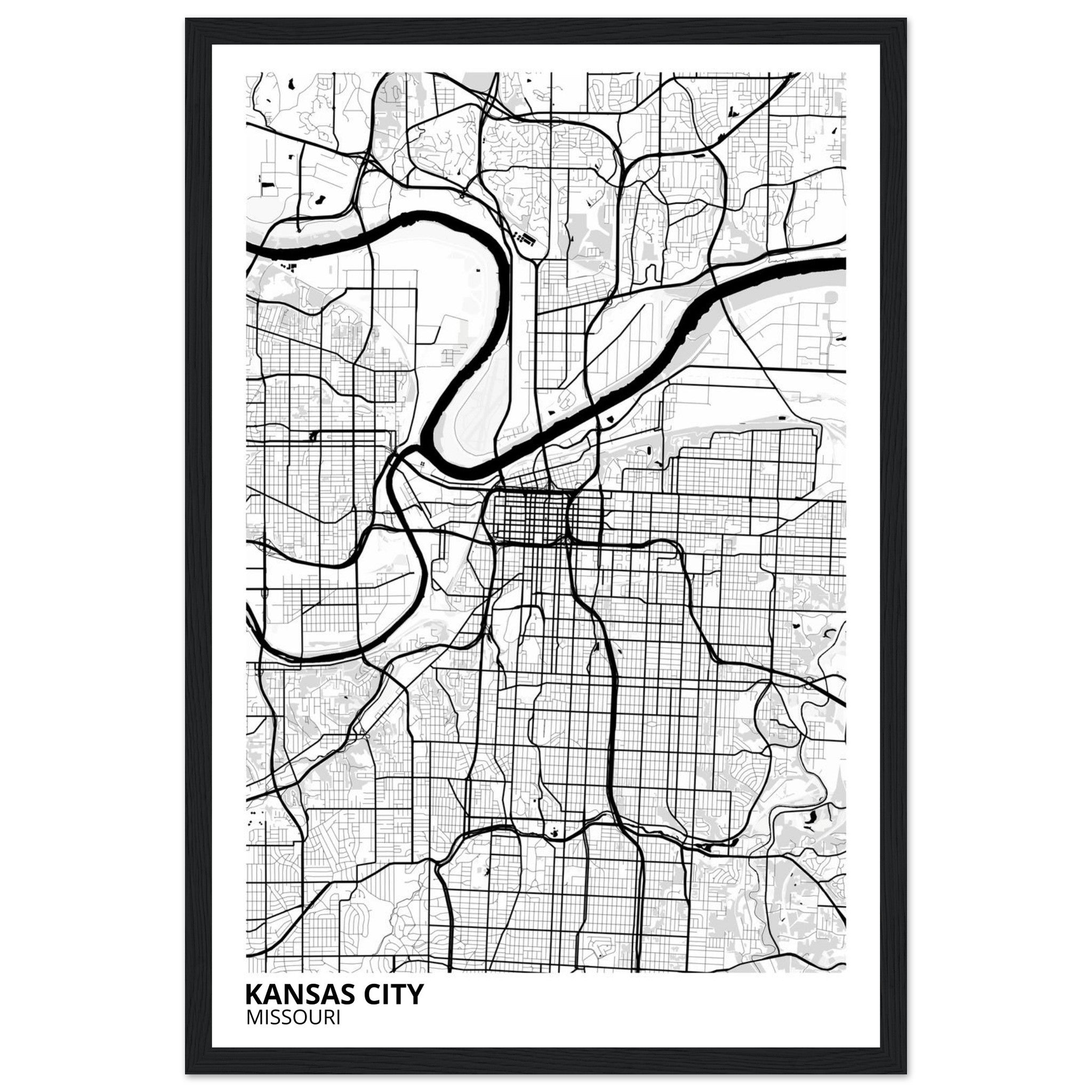 kansas city map poster print