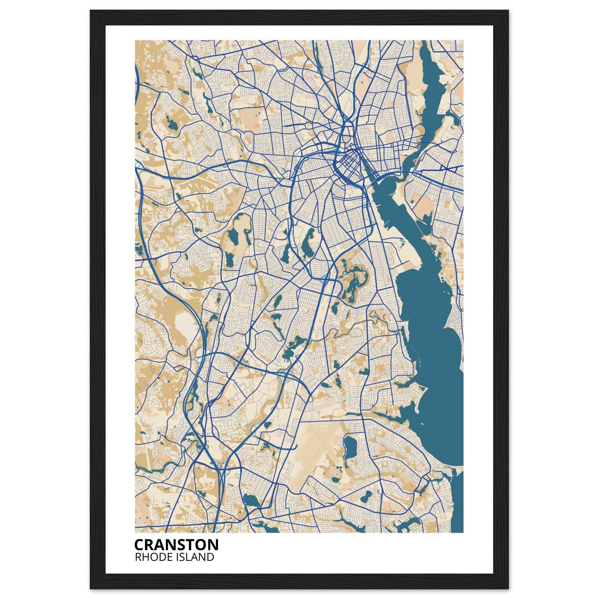 cranston rhode island map poster print
