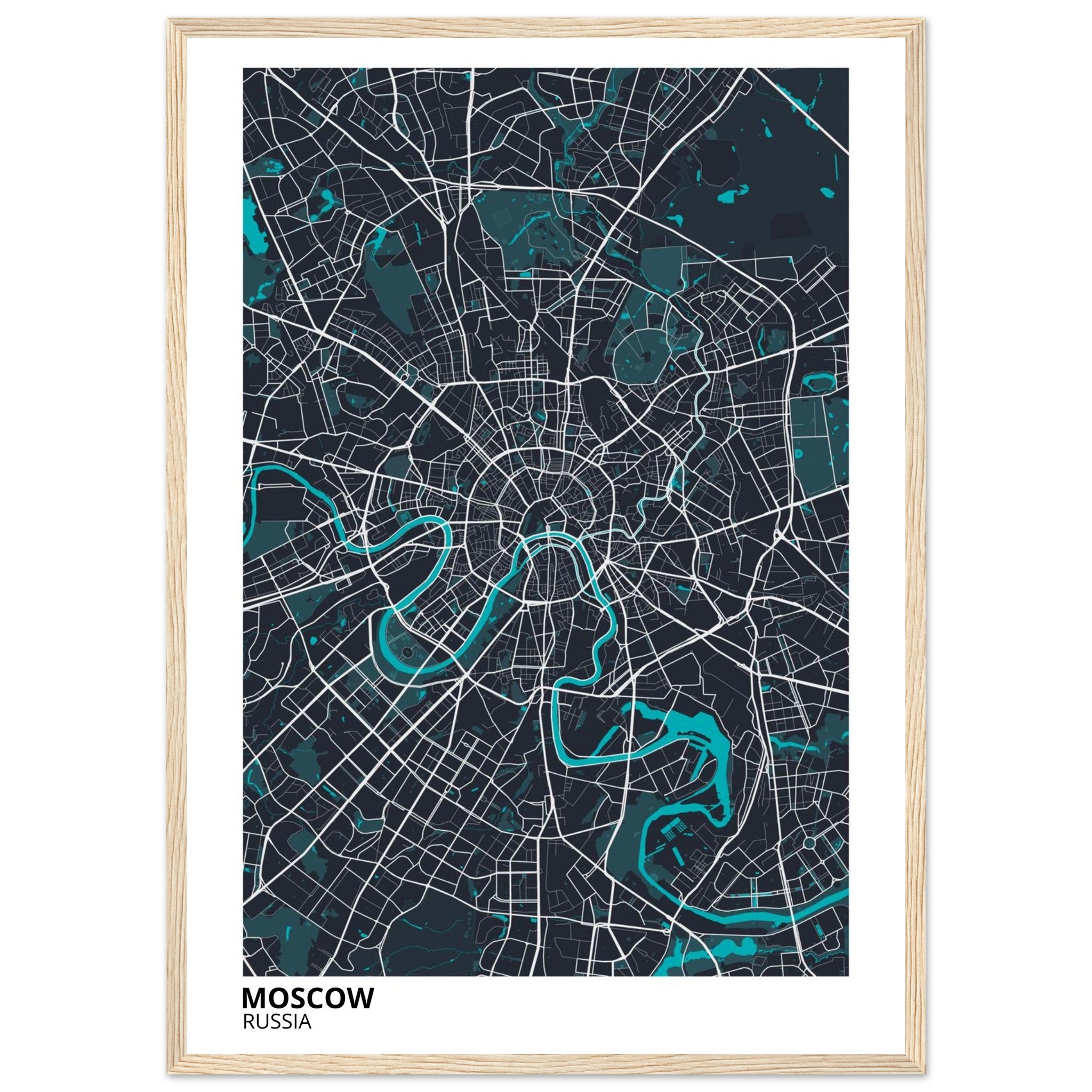 moscow russia map poster print