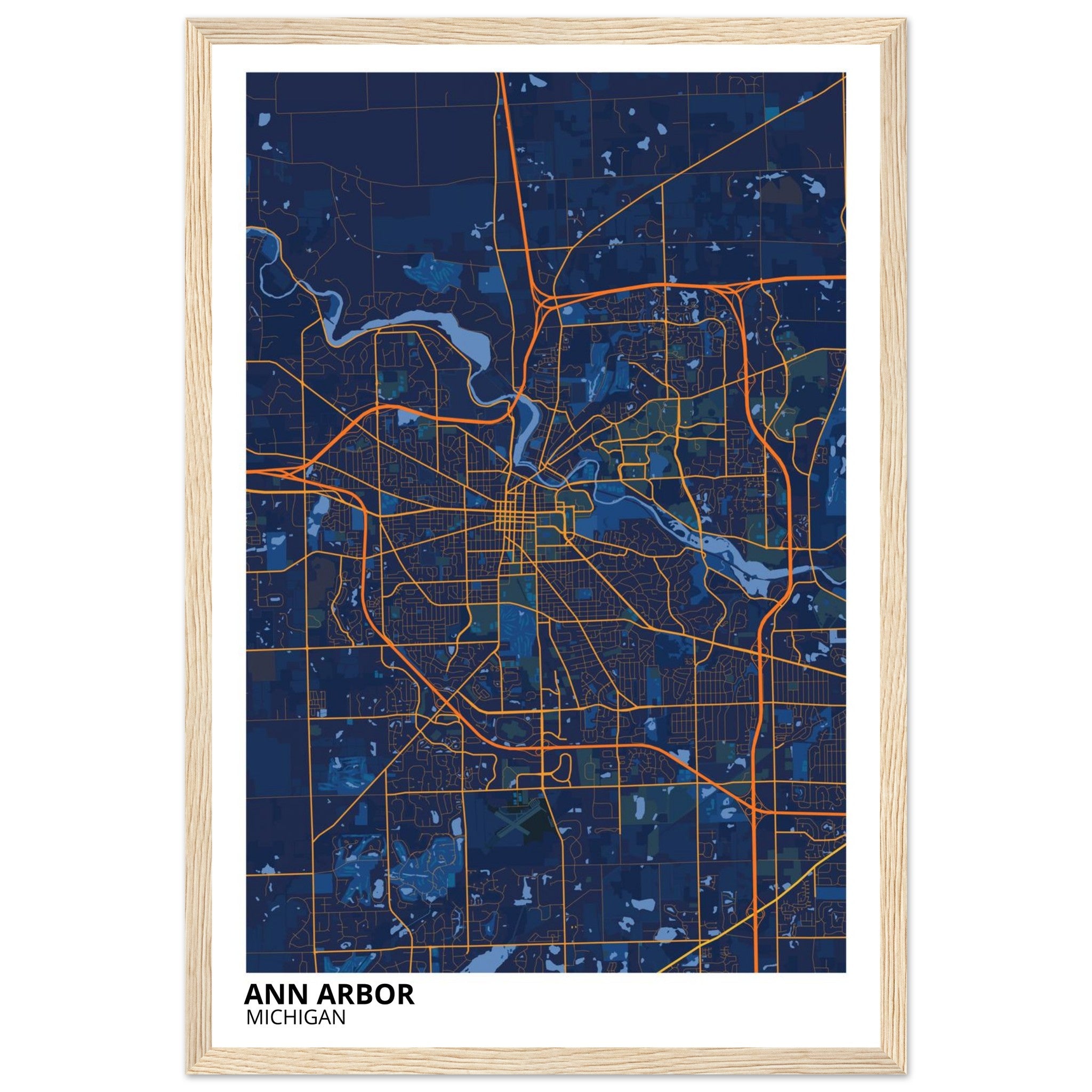 Ann Arbor Michigan City Map Poster | Custom Map Art Print - Ink And Atlas