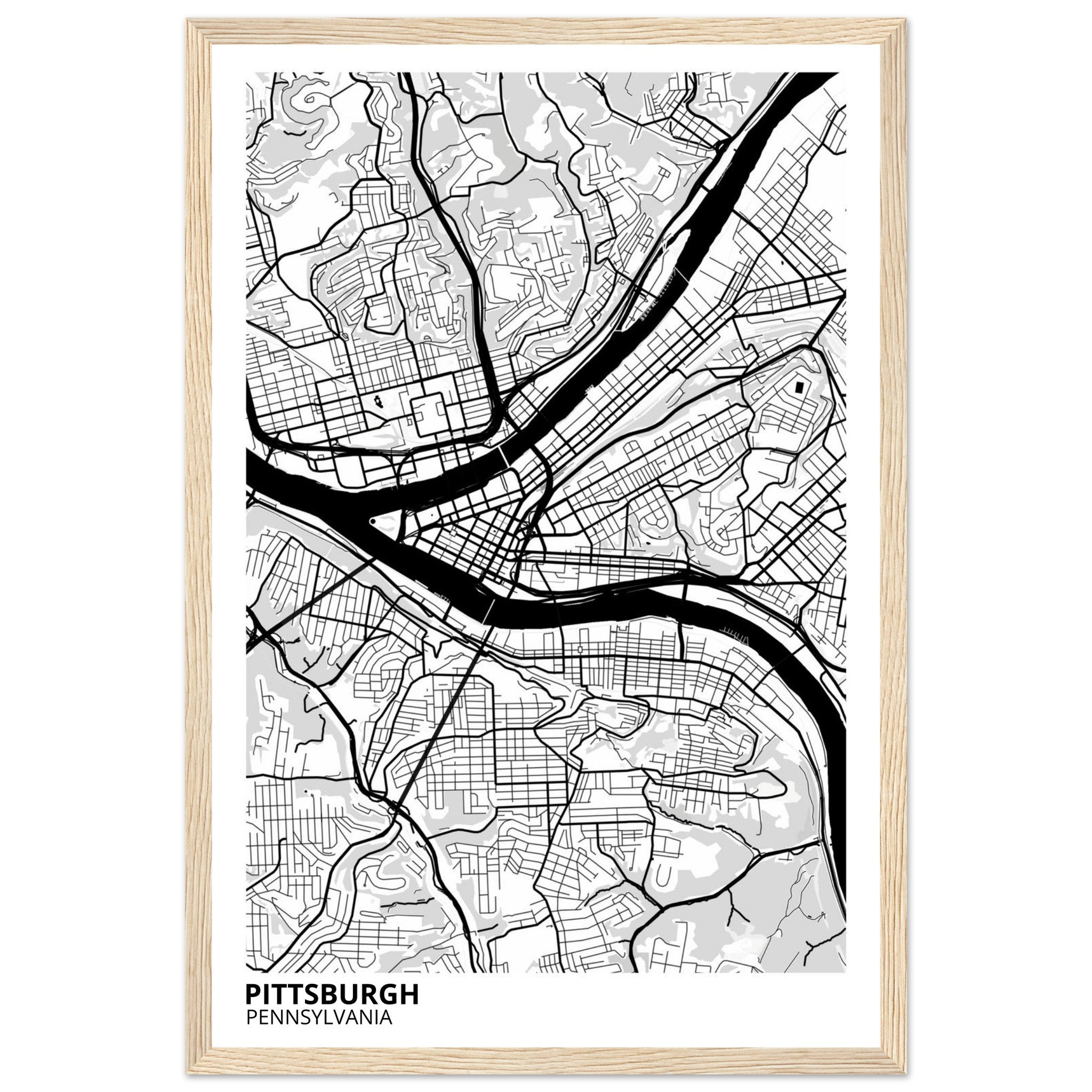 pittsburgh map poster print