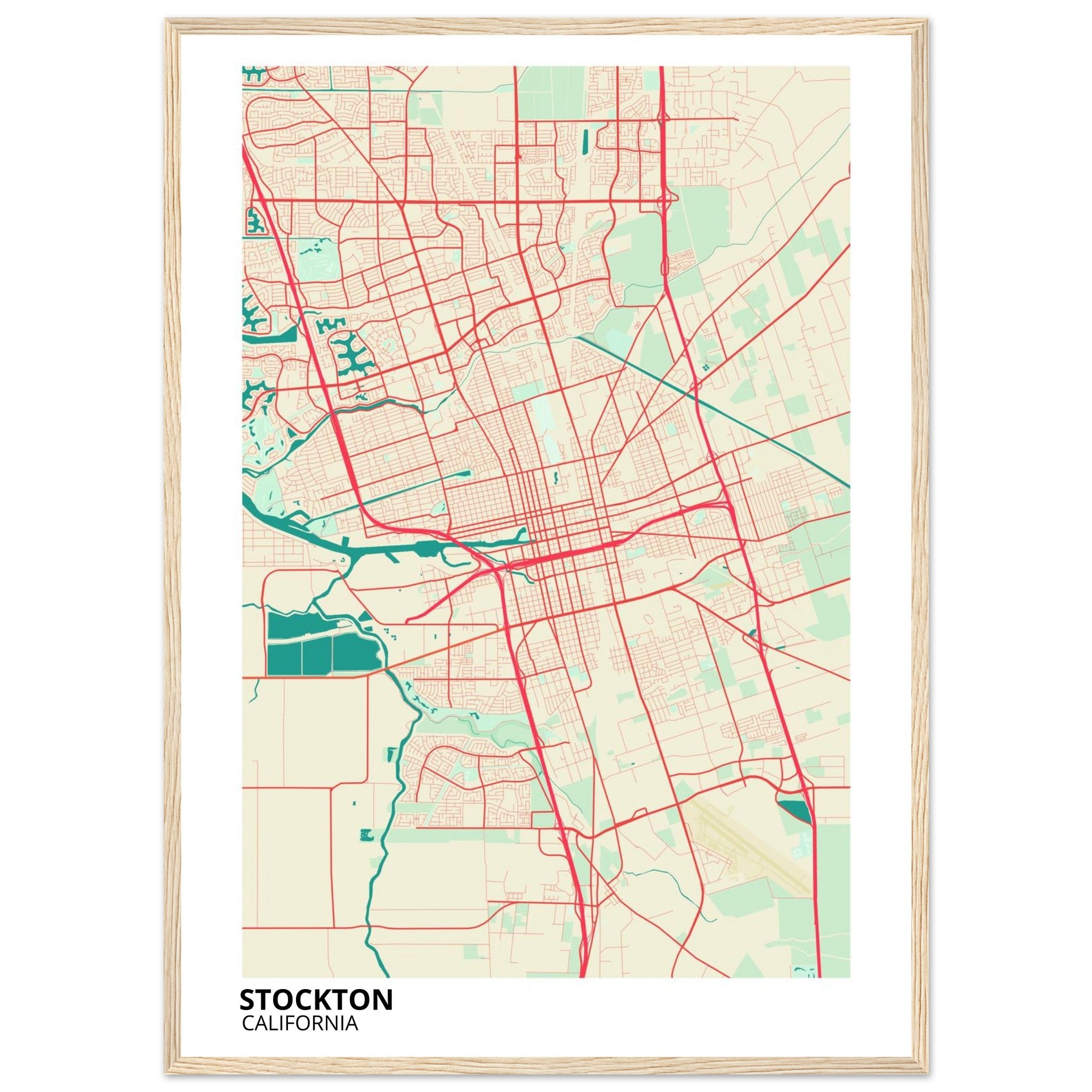 Stockton California City Map Poster | Custom Map Art Print - Ink And Atlas