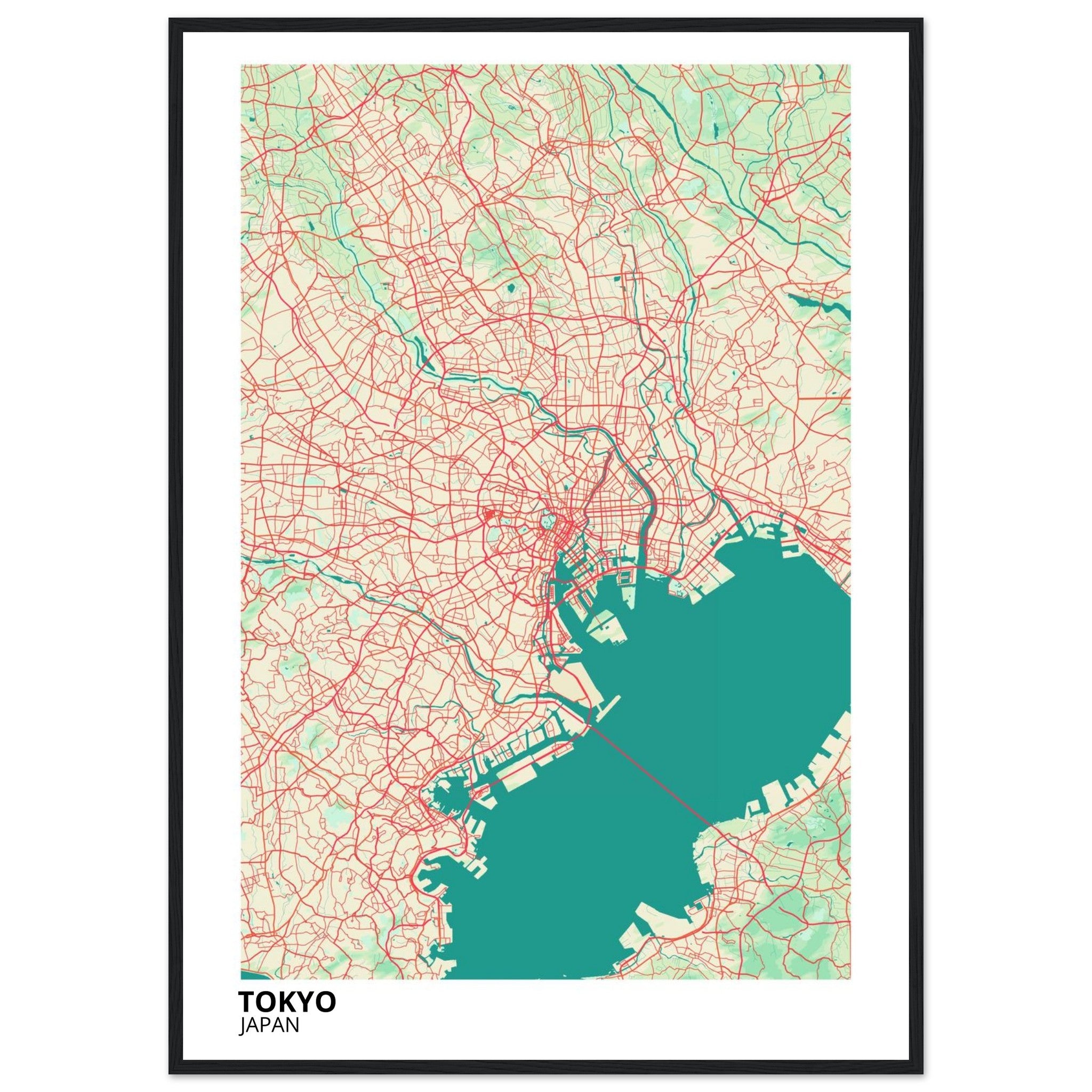tokyo japan map poster print
